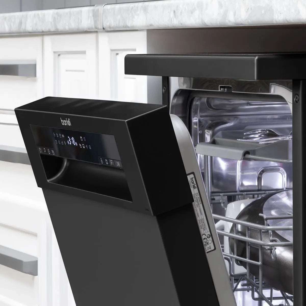 Baridi Slimline Freestanding Dishwasher 45cm Wide 10 Place Settings - Black  White Rose Tools