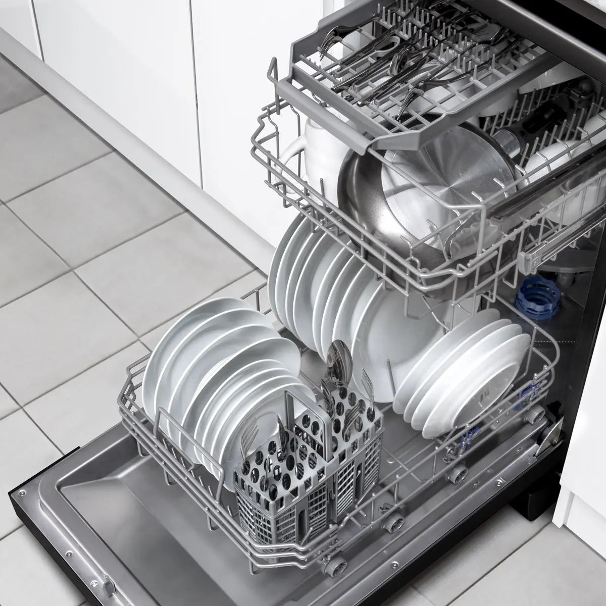 Baridi Slimline Freestanding Dishwasher 45cm Wide 10 Place Settings - Black  White Rose Tools