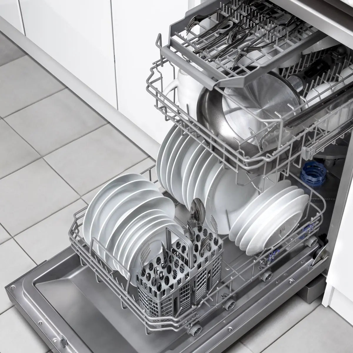 Baridi Slimline Freestanding Dishwasher, 45cm Wide with 10 Place Settings, 8 Programs & 5 Functions, LED Display, Silver  White Rose Tools