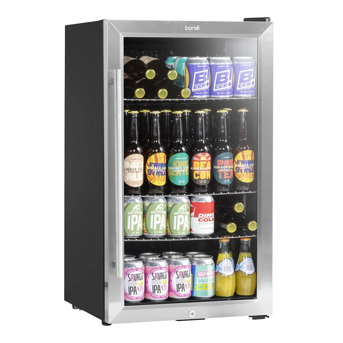 Baridi Under Counter Wine/Drink/Beverage Cooler/Fridge, Built-In Thermostat, Energy Class E, 85 Litre - Stainless Steel  White Rose Tools