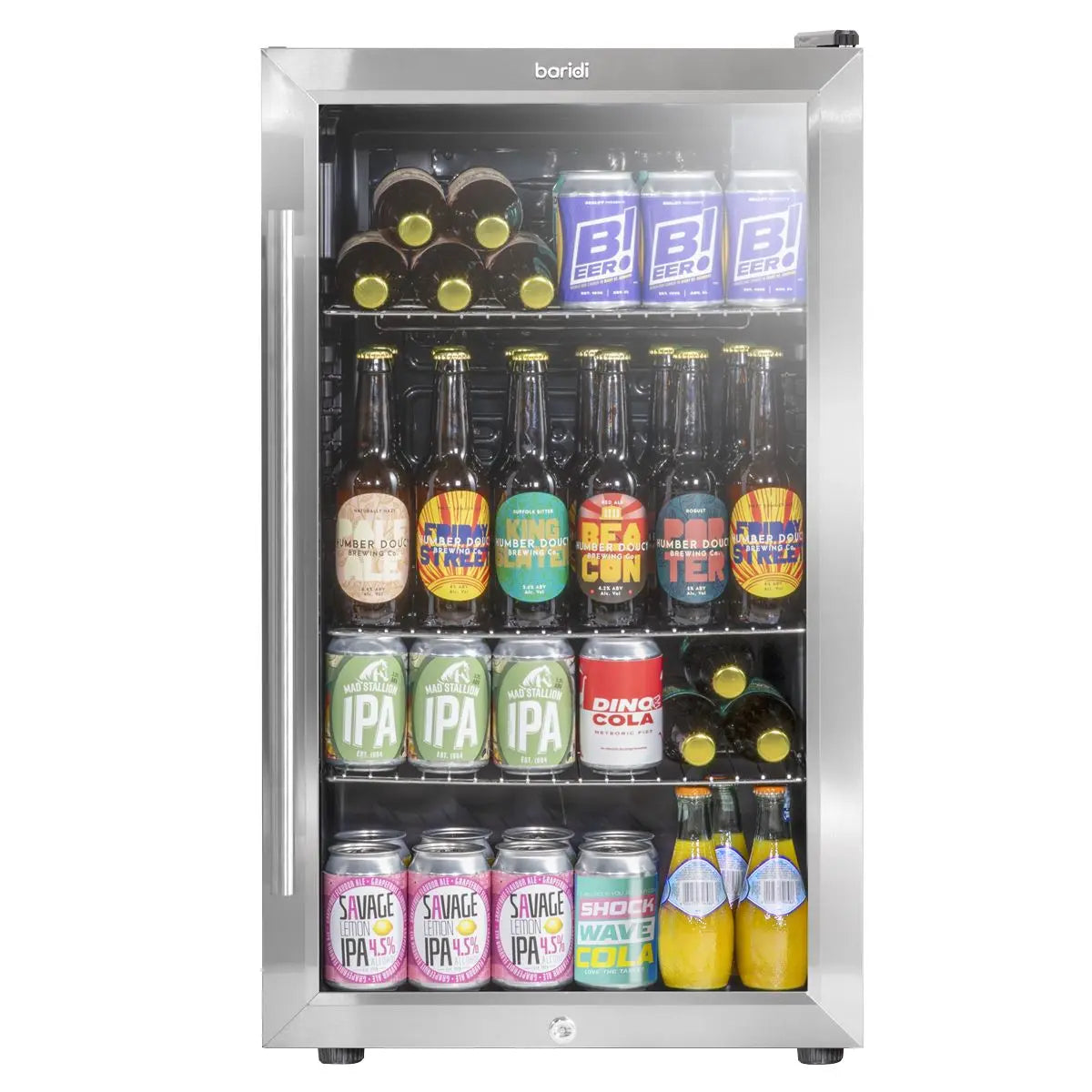 Baridi Under Counter Wine/Drink/Beverage Cooler/Fridge, Built-In Thermostat, Energy Class E, 85 Litre - Stainless Steel  White Rose Tools