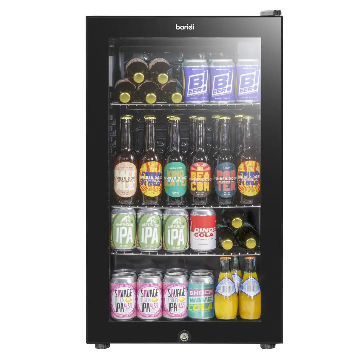 Baridi Under Counter Wine/Drink/Beverage Cooler/Fridge, Built-In Thermostat, Light, Security Lock, 85 Litre – Black  White Rose Tools