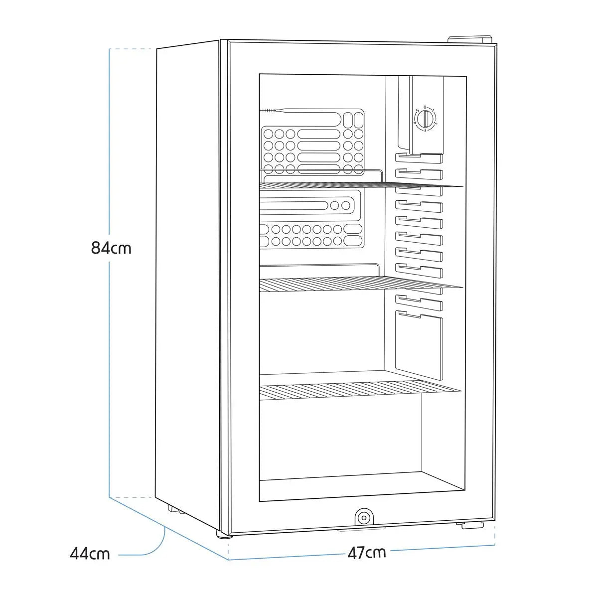 Baridi Under Counter Wine/Drink/Beverage Cooler/Fridge, Built-In Thermostat, Light, Security Lock, 85 Litre – Black  White Rose Tools