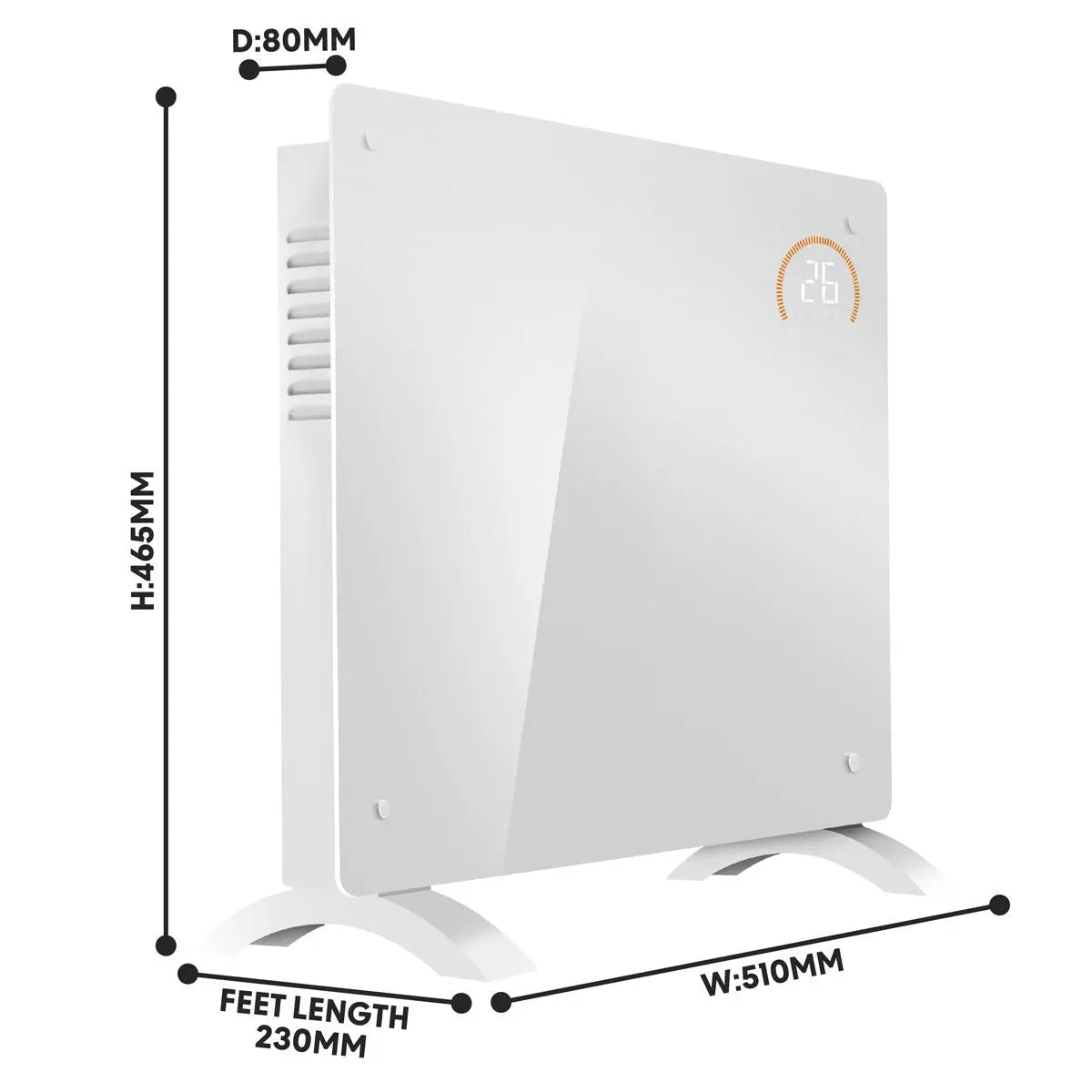 Baridi, Electric Glass Panel Heater, 1000W, Wi-Fi Enabled, White - DH136  White Rose Tools