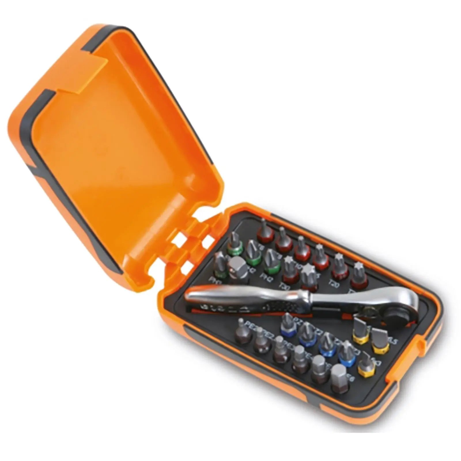 Beta Tools Screwdriver Bit Set Colour Coded 1/4" Hex Drive Ratchet in Case 27 Pieces 860/C27  White Rose Tools