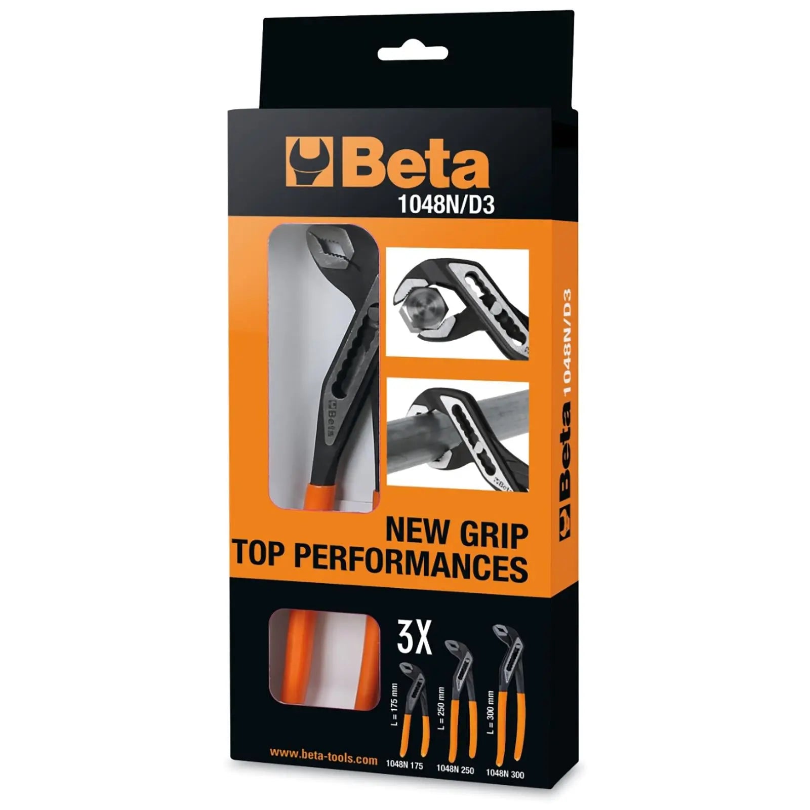 Beta Tools Slip Joint Pliers Water Pump Plier 175-400mm Slip Proof PVC Handles 1048N - Choose Size  White Rose Tools