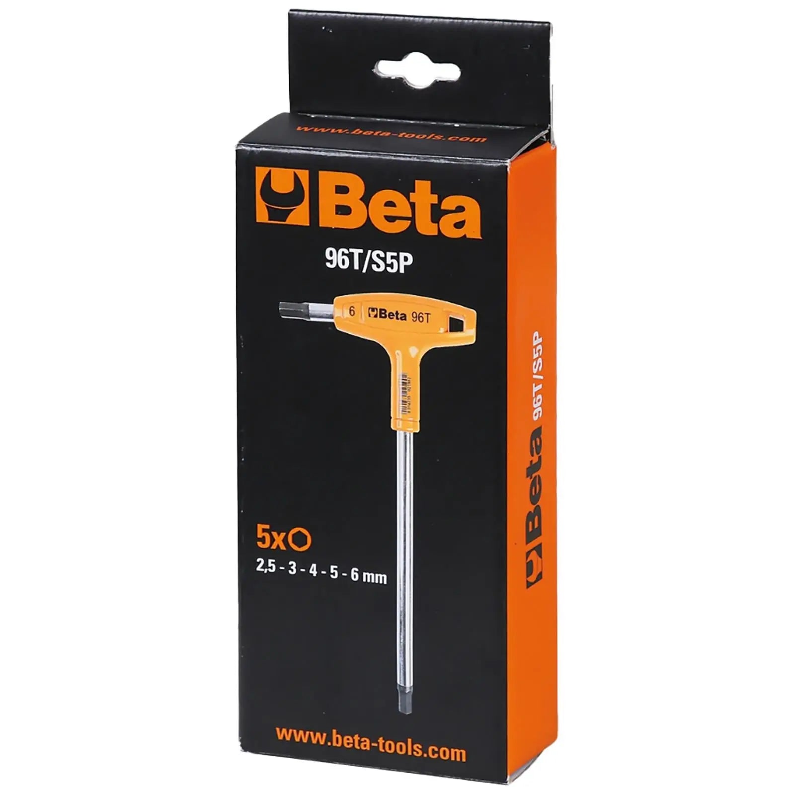 Beta Tools T-Handle Hex Key Wrench Set 2.5-6mm 5 Pieces 96T/S5P  White Rose Tools