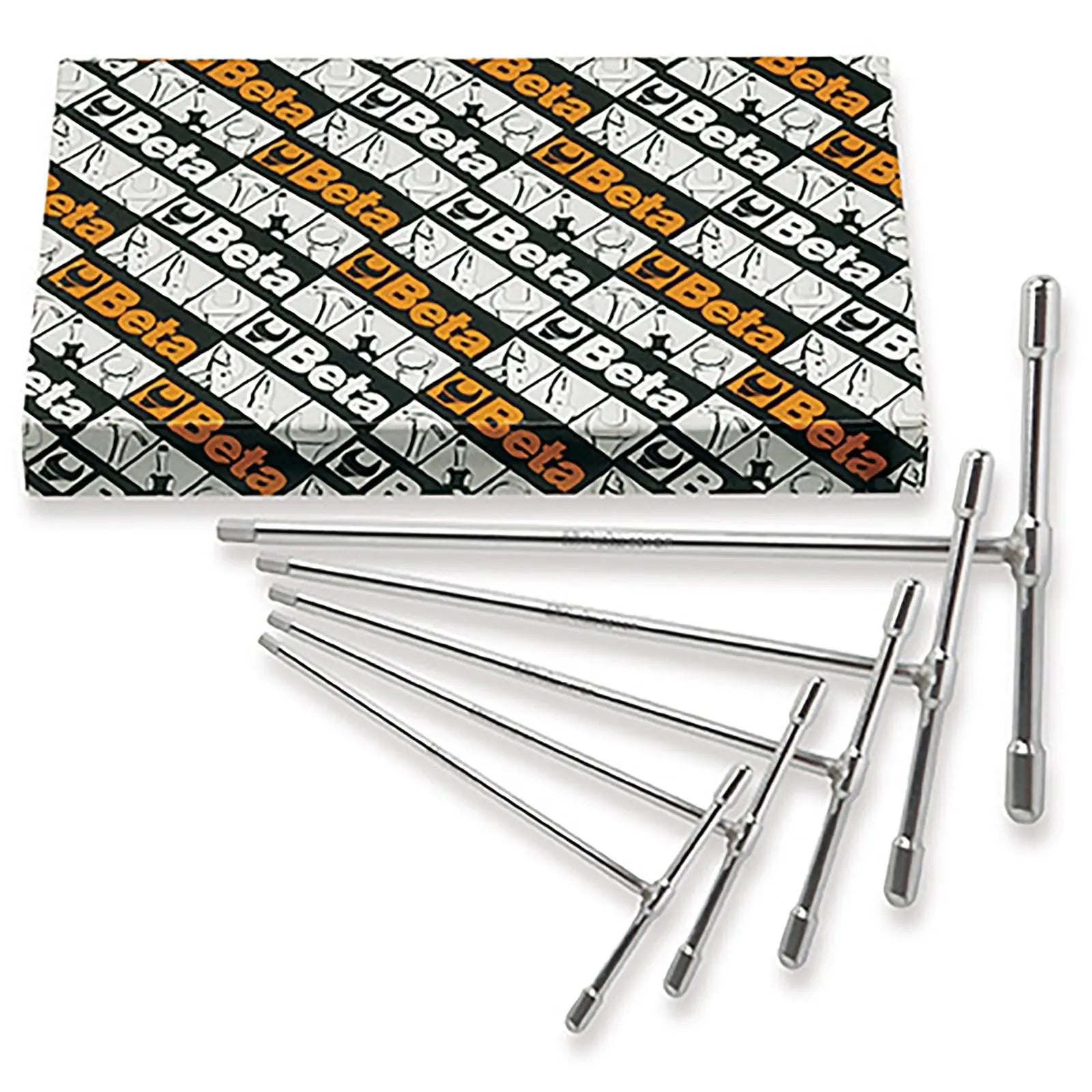 Beta Tools T-Handle Hex Key Wrench Set 3-10mm Male End 6 Pieces 951GP/S6  White Rose Tools