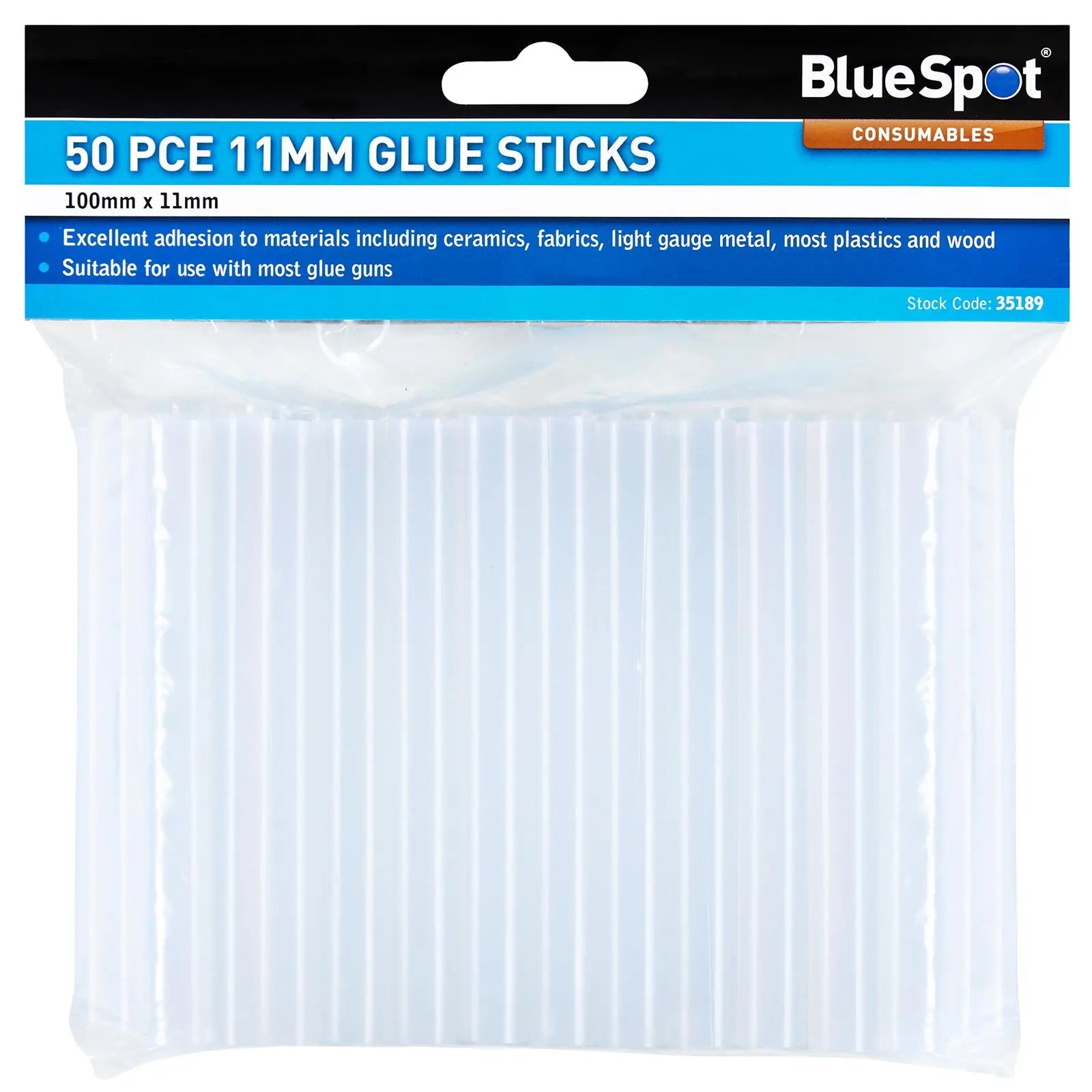 BlueSpot 11mm Glue Sticks 50 Pieces 