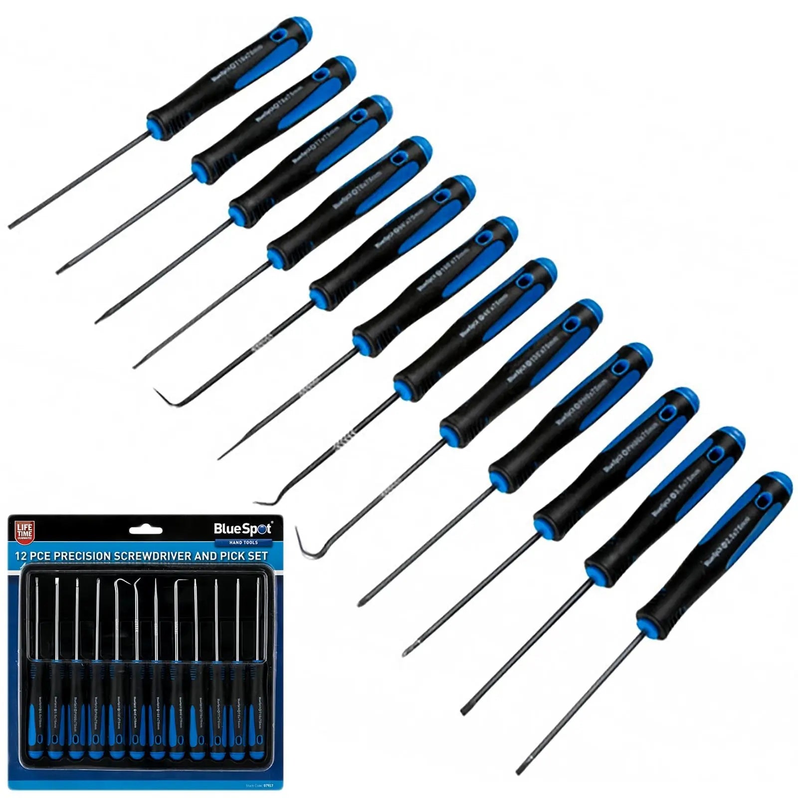 BlueSpot 12 Piece Precision Screwdriver and Pick Set 