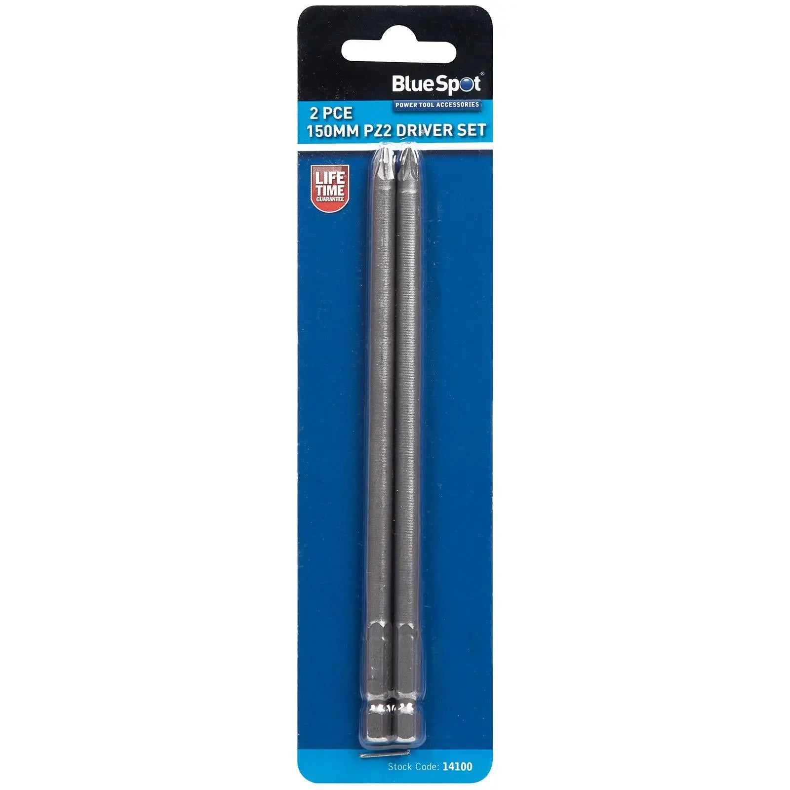 BlueSpot 150mm PZ2 Pozi Driver Screwdriver Bit Set 2 Piece  White Rose Tools