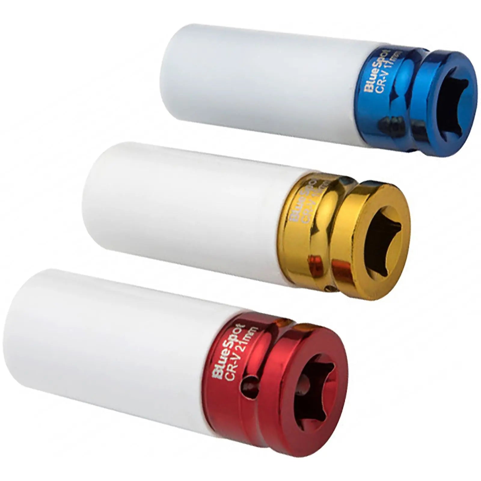 BlueSpot 3 Piece Colour Coded 1/2" Drive Alloy Wheel Impact Sockets 