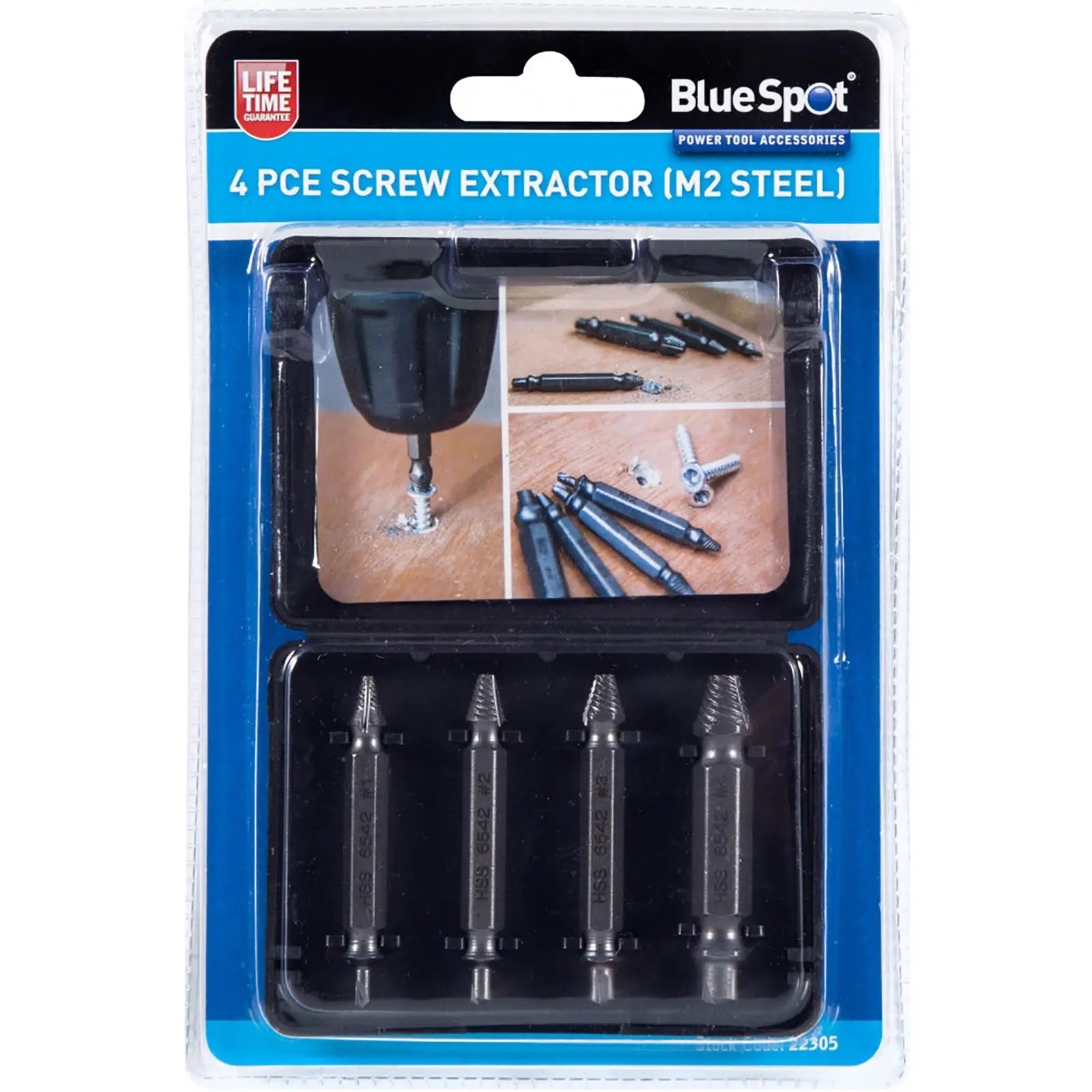 BlueSpot 4 Piece Screw Extractor 3-12mm (M2 Steel) 