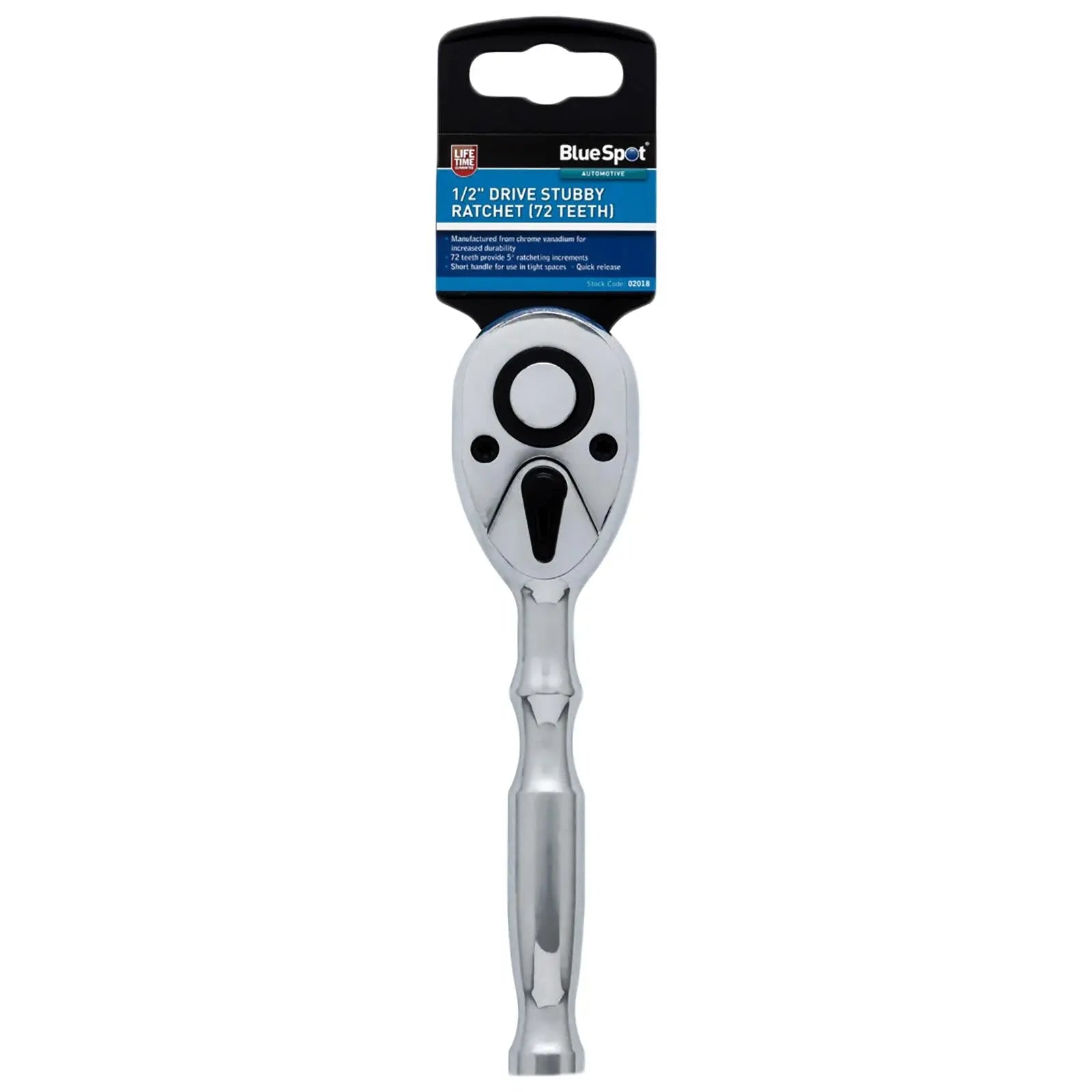 BlueSpot 72 Tooth Stubby Socket Ratchet Handle 1/4" 3/8" 1/2" Drive 
