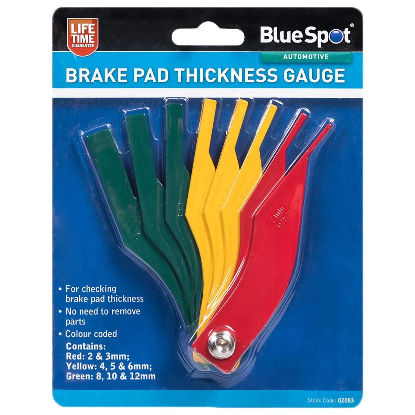 BlueSpot 8 Piece Brake Pad and Lining Thickness Gauge 2-12mm 