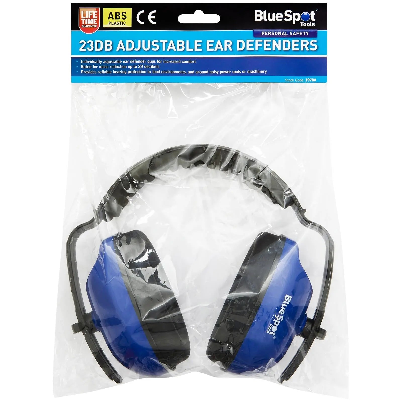 BlueSpot Adjustable Ear Defenders Muffs 23dB  White Rose Tools