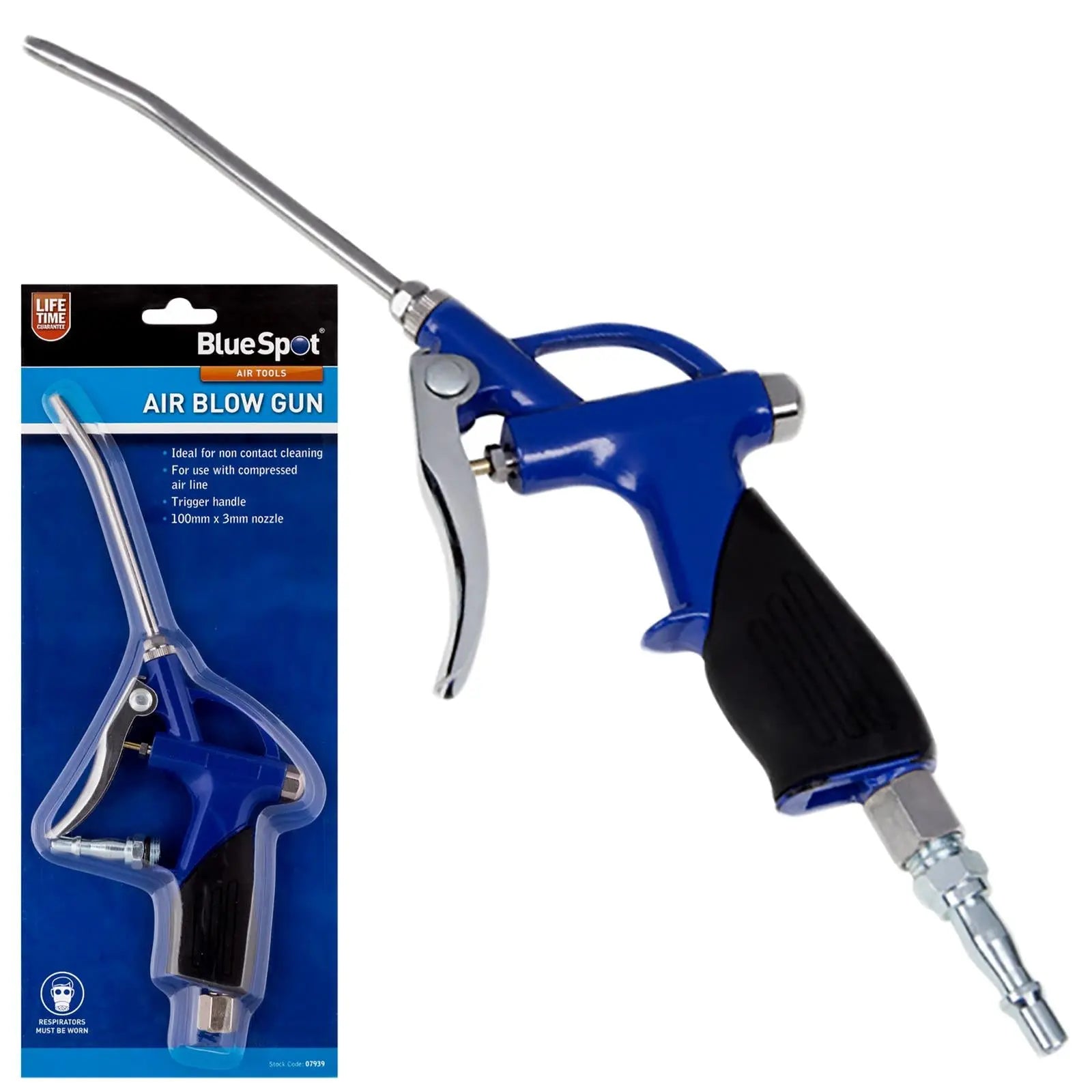 BlueSpot Air Blow Dust Gun 100mm with 3mm Nozzle 1/4" BSP 