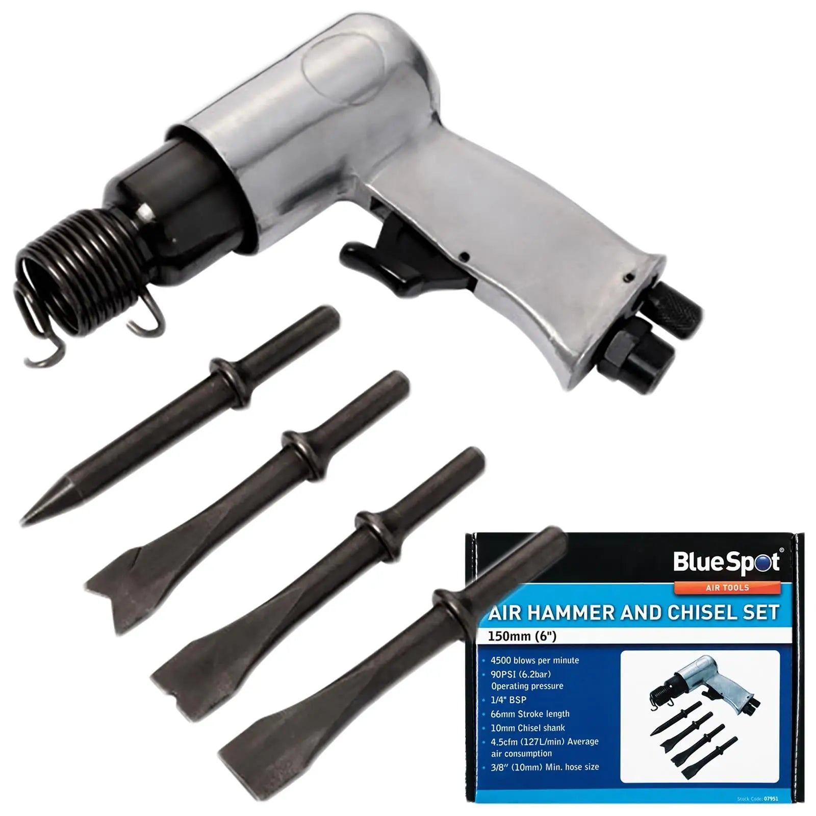 BlueSpot Air Hammer and Chisel Set 1/4" BSP 