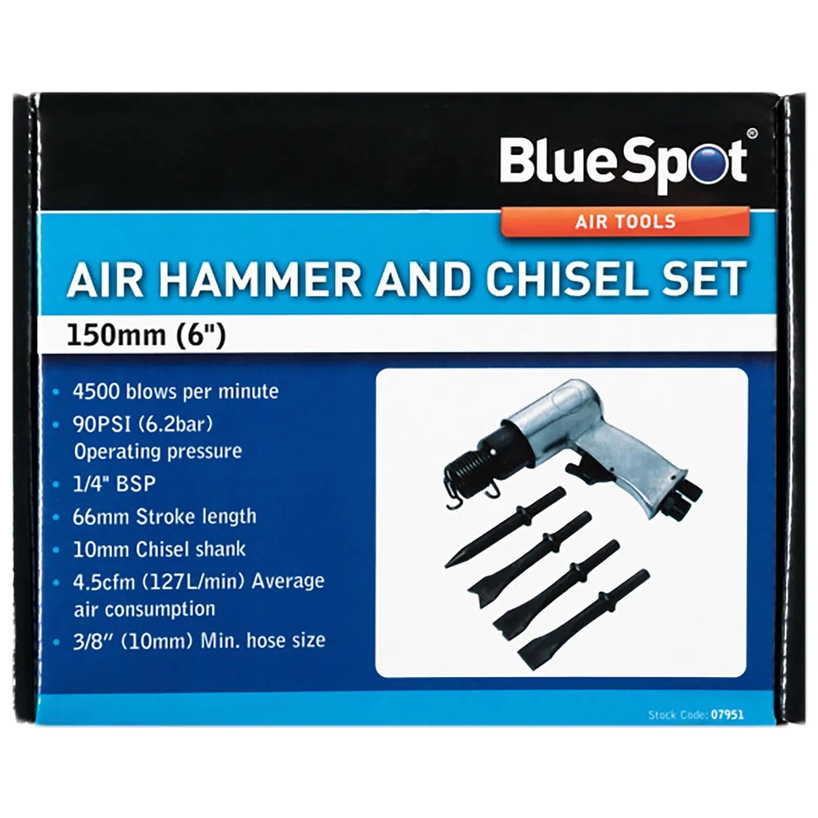 BlueSpot Air Hammer and Chisel Set 1/4" BSP 