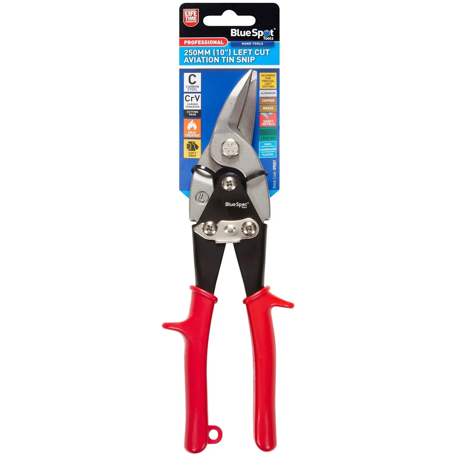 BlueSpot Aviation Tin Snips Left Cut 250mm  White Rose Tools