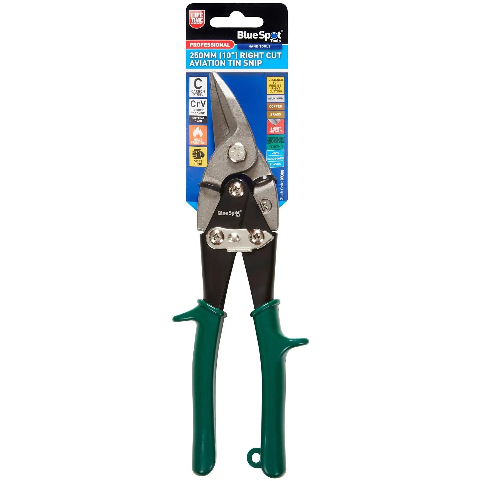 BlueSpot Aviation Tin Snips Right Cut 250mm  White Rose Tools