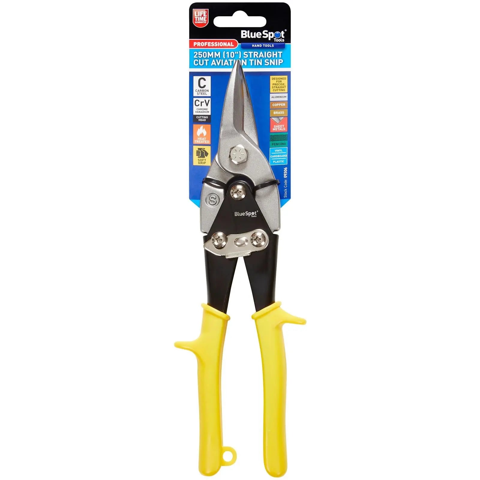 BlueSpot Aviation Tin Snips Straight Cut 250mm  White Rose Tools