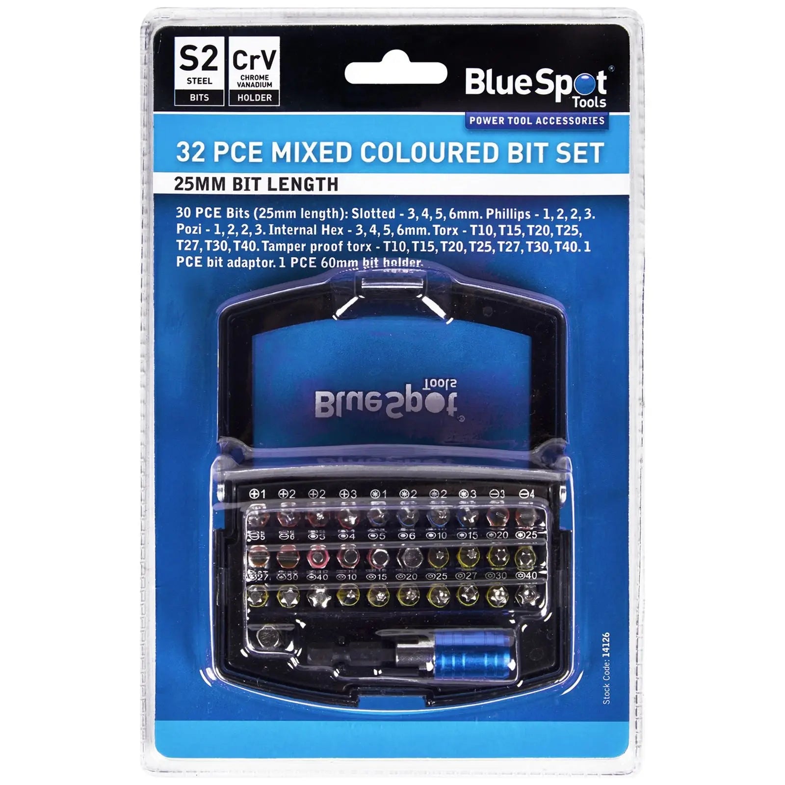BlueSpot Bit Set Mixed Coloured 32 Piece 