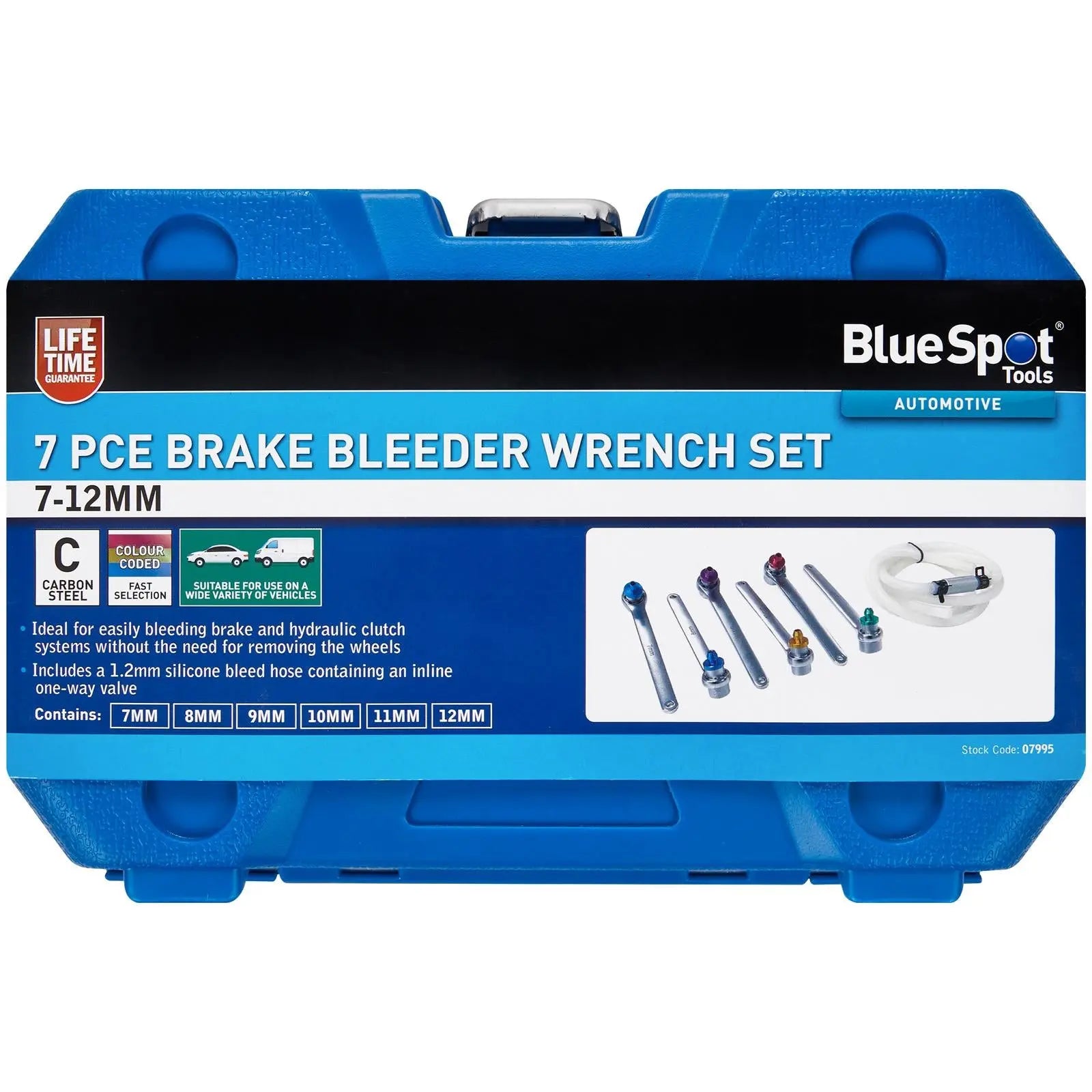 BlueSpot Brake Bleeder Wrench Set 7-12mm in Case 7 Piece  White Rose Tools