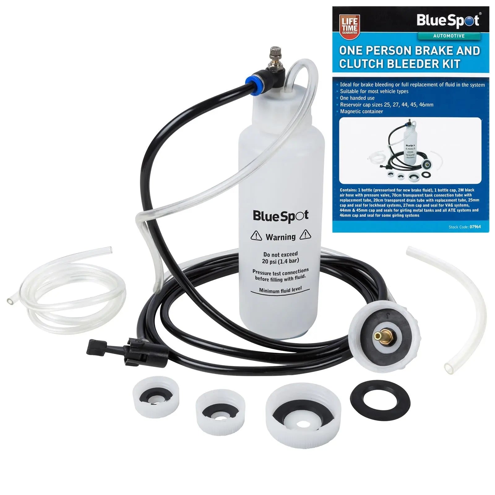 BlueSpot Brake and Clutch Bleeder Kit One Handed Operation 500ml 