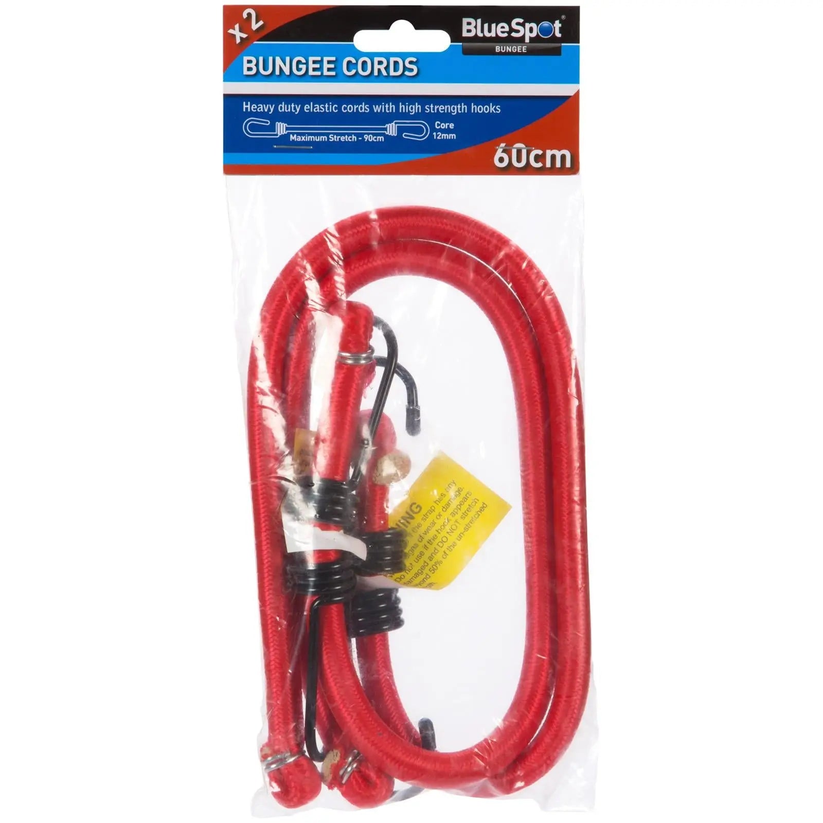BlueSpot Bungee Cord Set 60cm Red 2 Piece  White Rose Tools