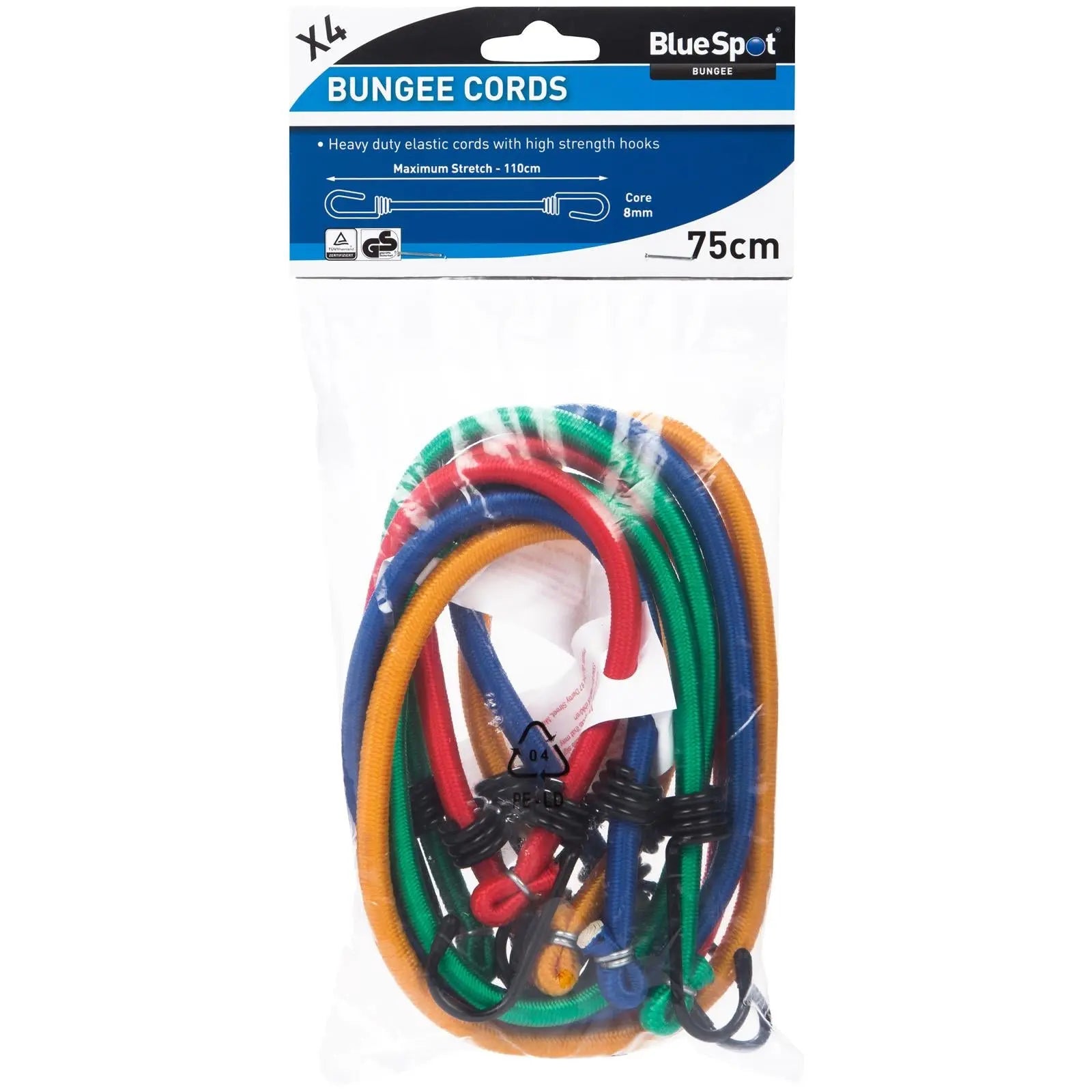 BlueSpot Bungee Cord Set 75cm 4 Piece  White Rose Tools