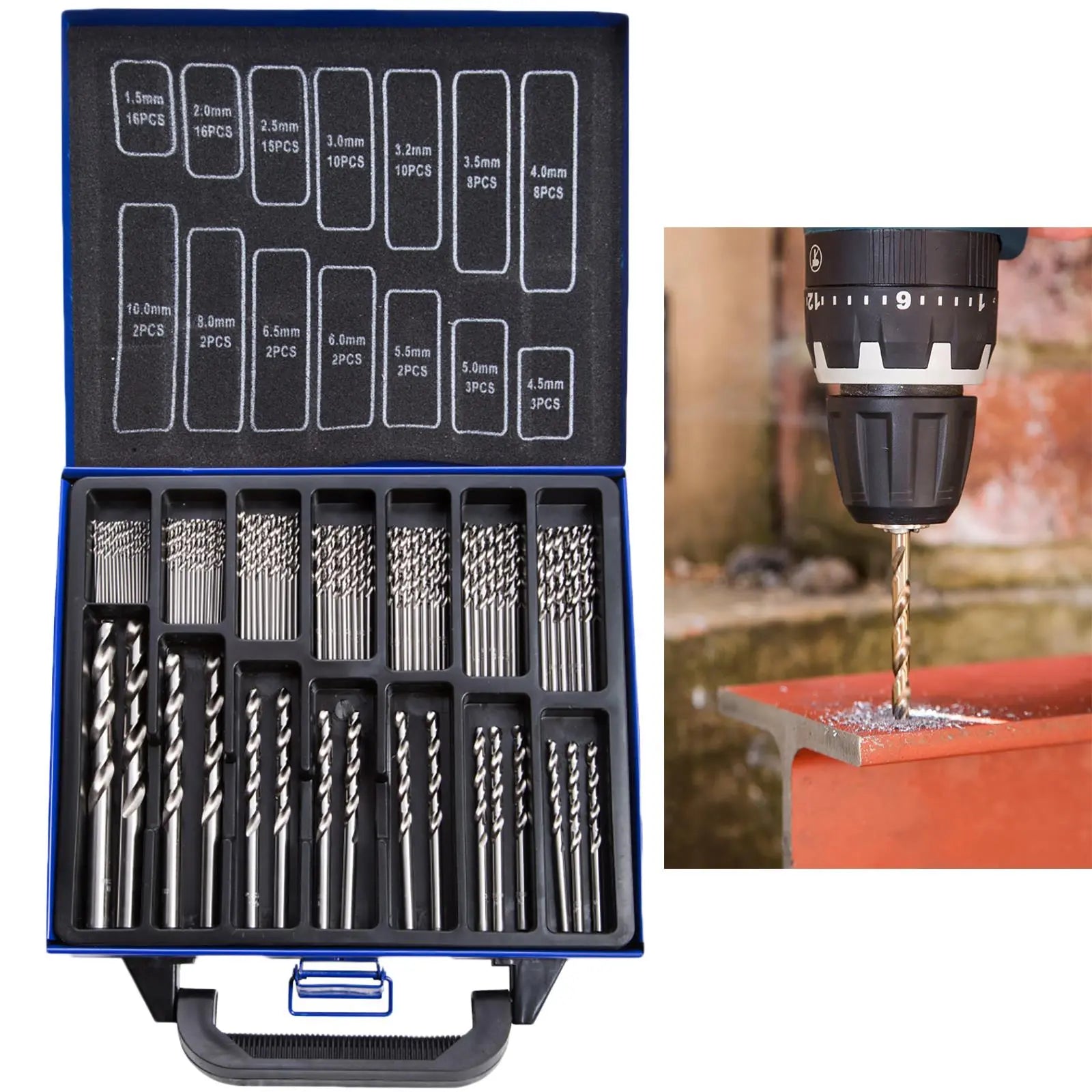 BlueSpot Cobalt Drill Bit Set 99 Piece 135° Split Point 1.5-10mm 