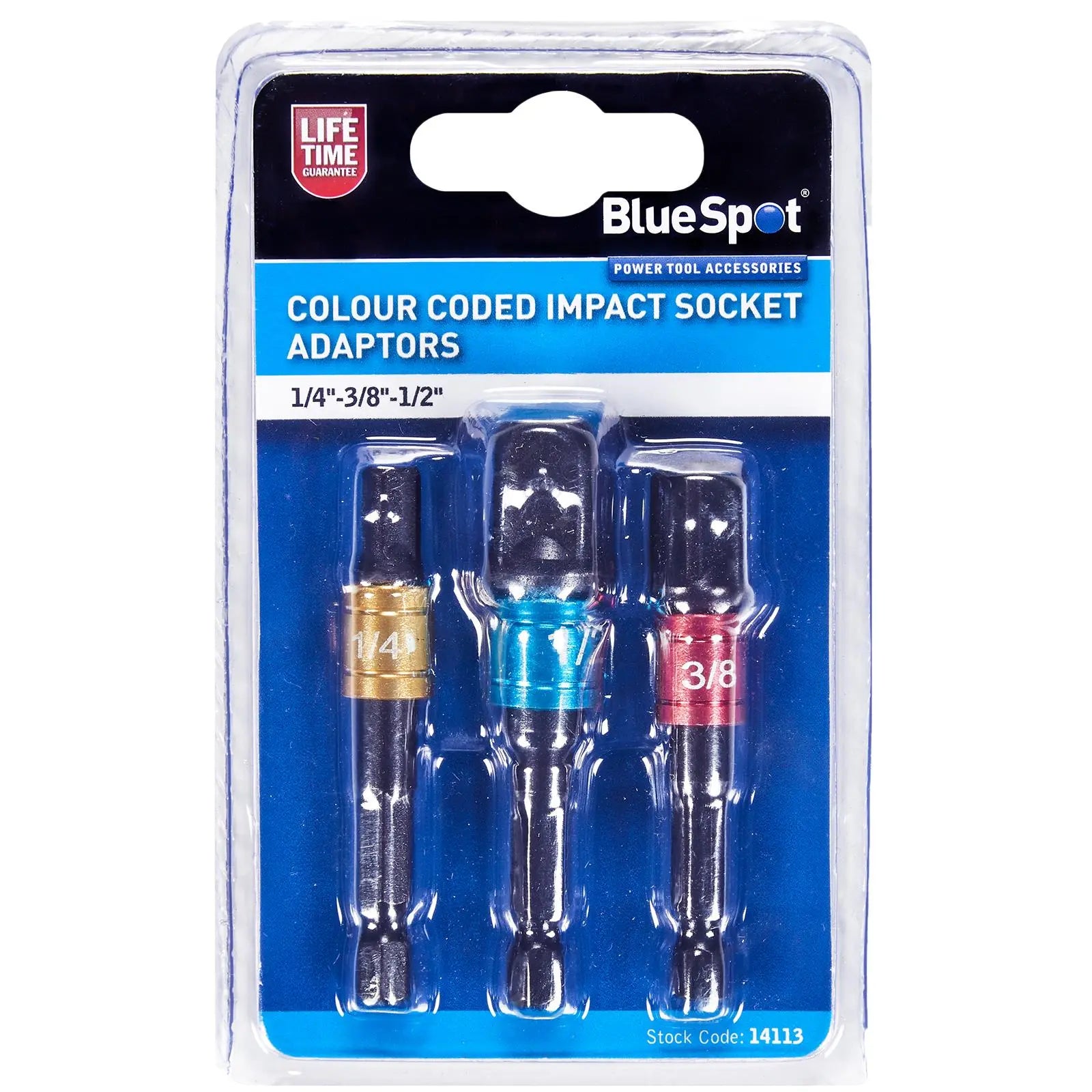 BlueSpot Colour Coded Impact Socket Adaptors (1/4"-3/8"-1/2") 
