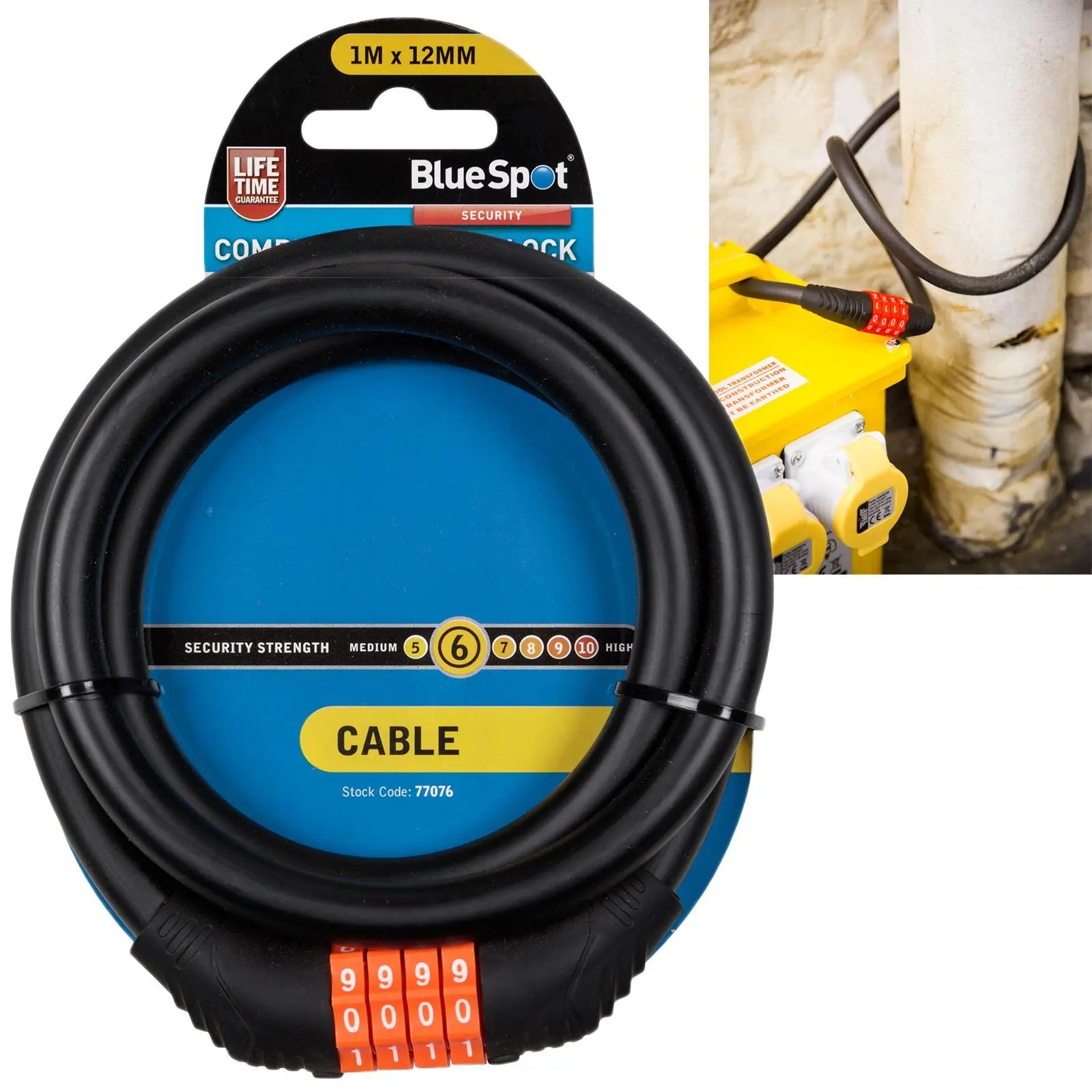 BlueSpot Combination Cable Lock 4 Digit 1m x 12mm 