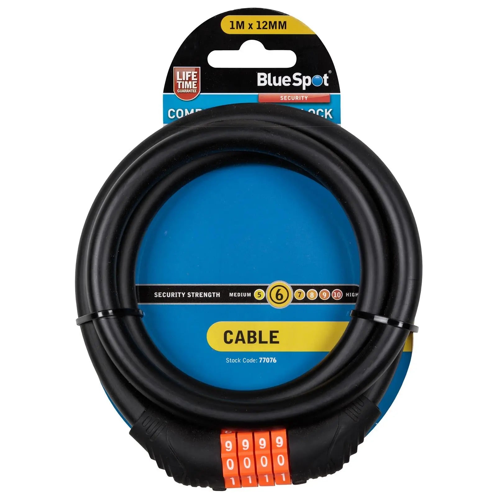 BlueSpot Combination Cable Lock 4 Digit 1m x 12mm 