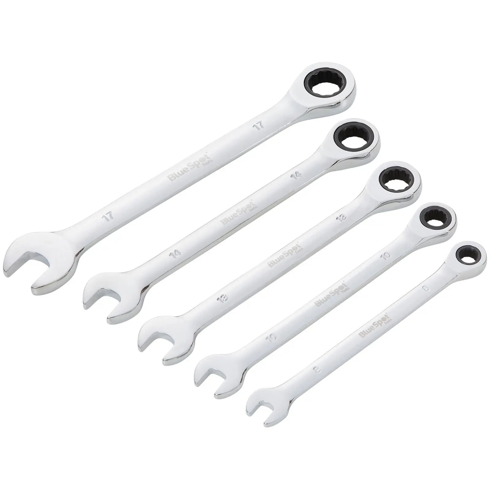 BlueSpot Combination Ratchet Spanner Set 8-17mm 5 Piece  White Rose Tools