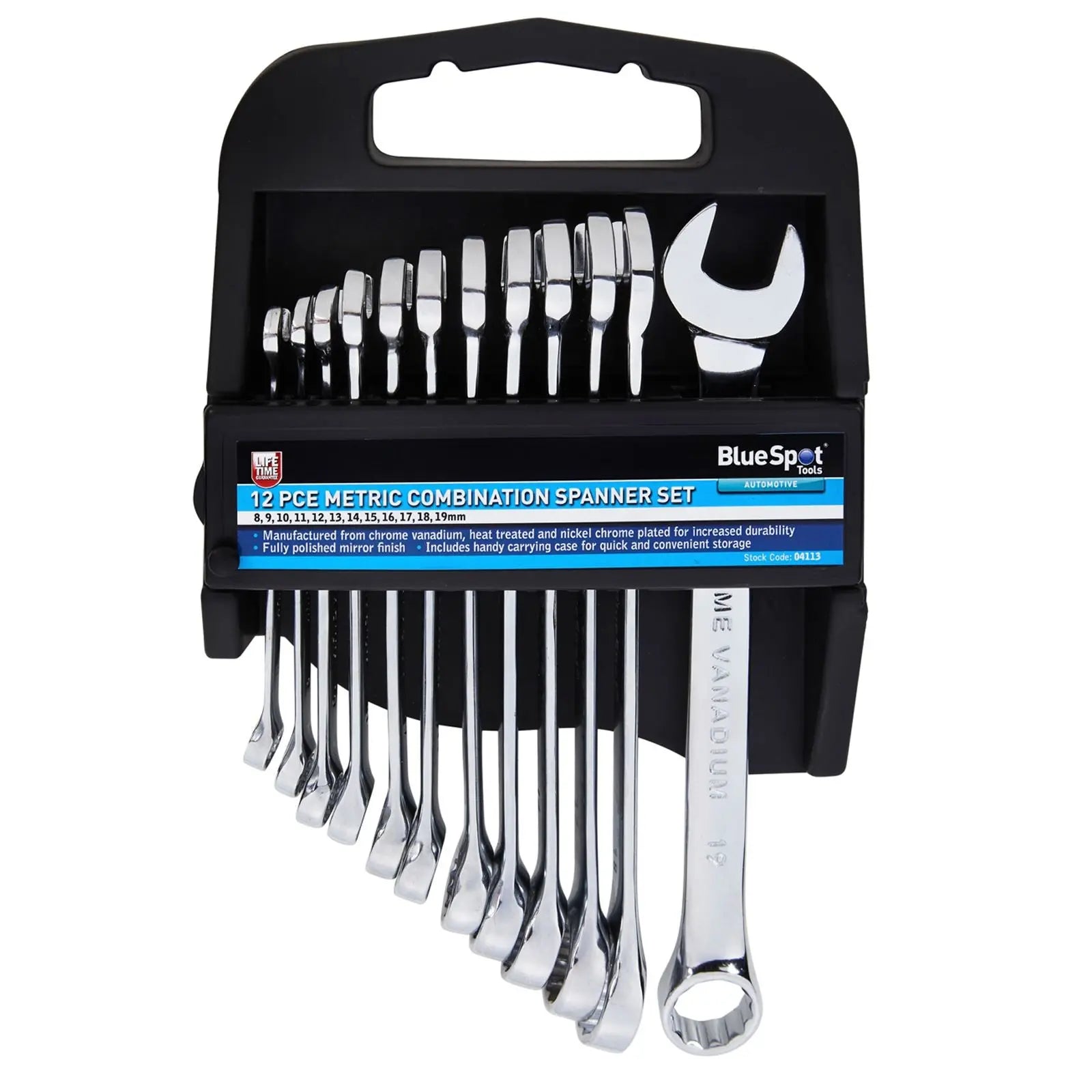 BlueSpot Combination Spanner Set 12 Piece 8-19mm Metric 