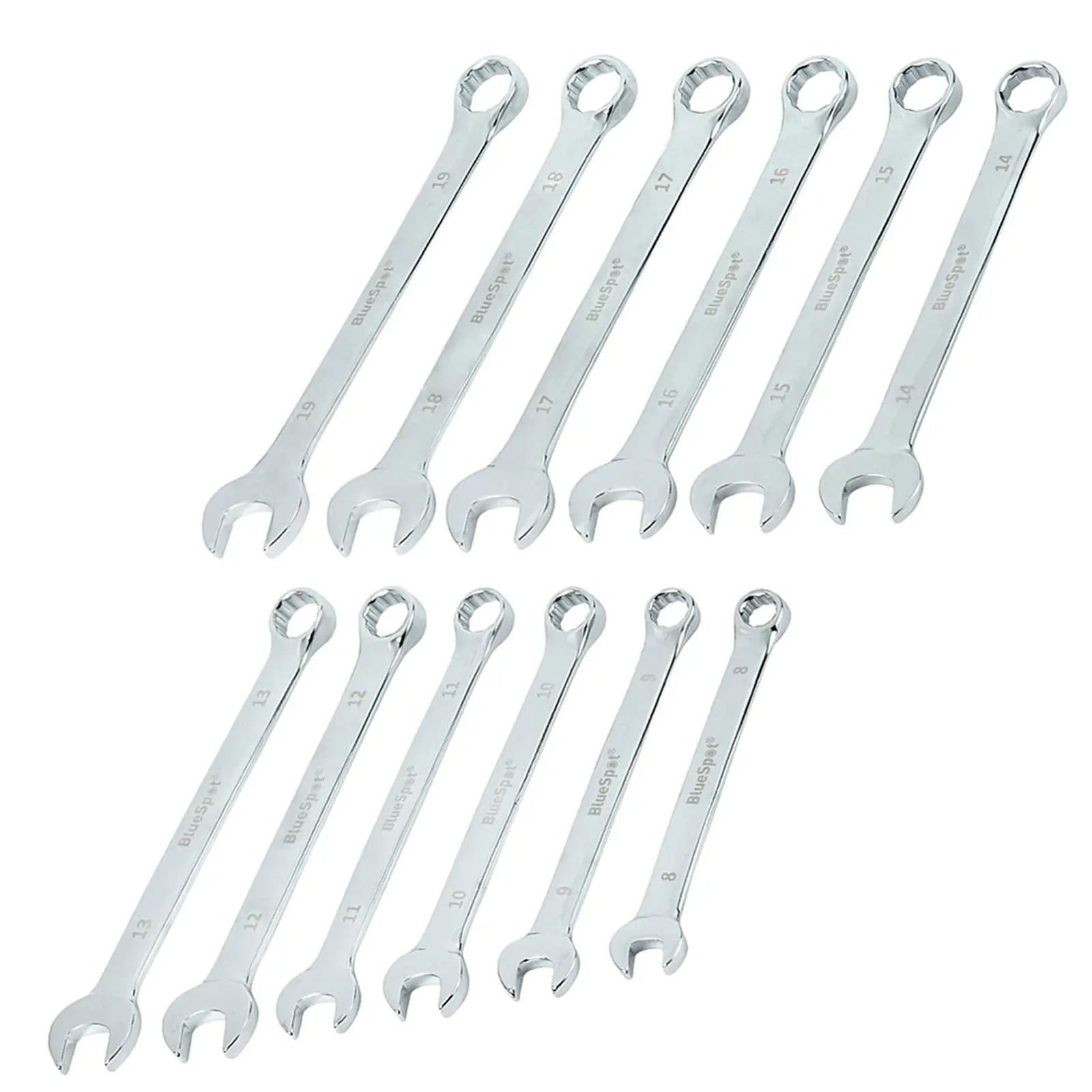 BlueSpot Combination Spanner Set 12 Piece 8-19mm Metric 