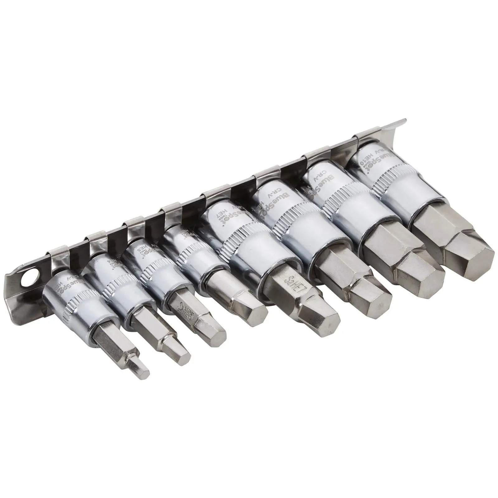 BlueSpot Damaged Hex Fastener Removal Set 1/4" and 3/8" Drive 8 Piece 3-10mm  White Rose Tools