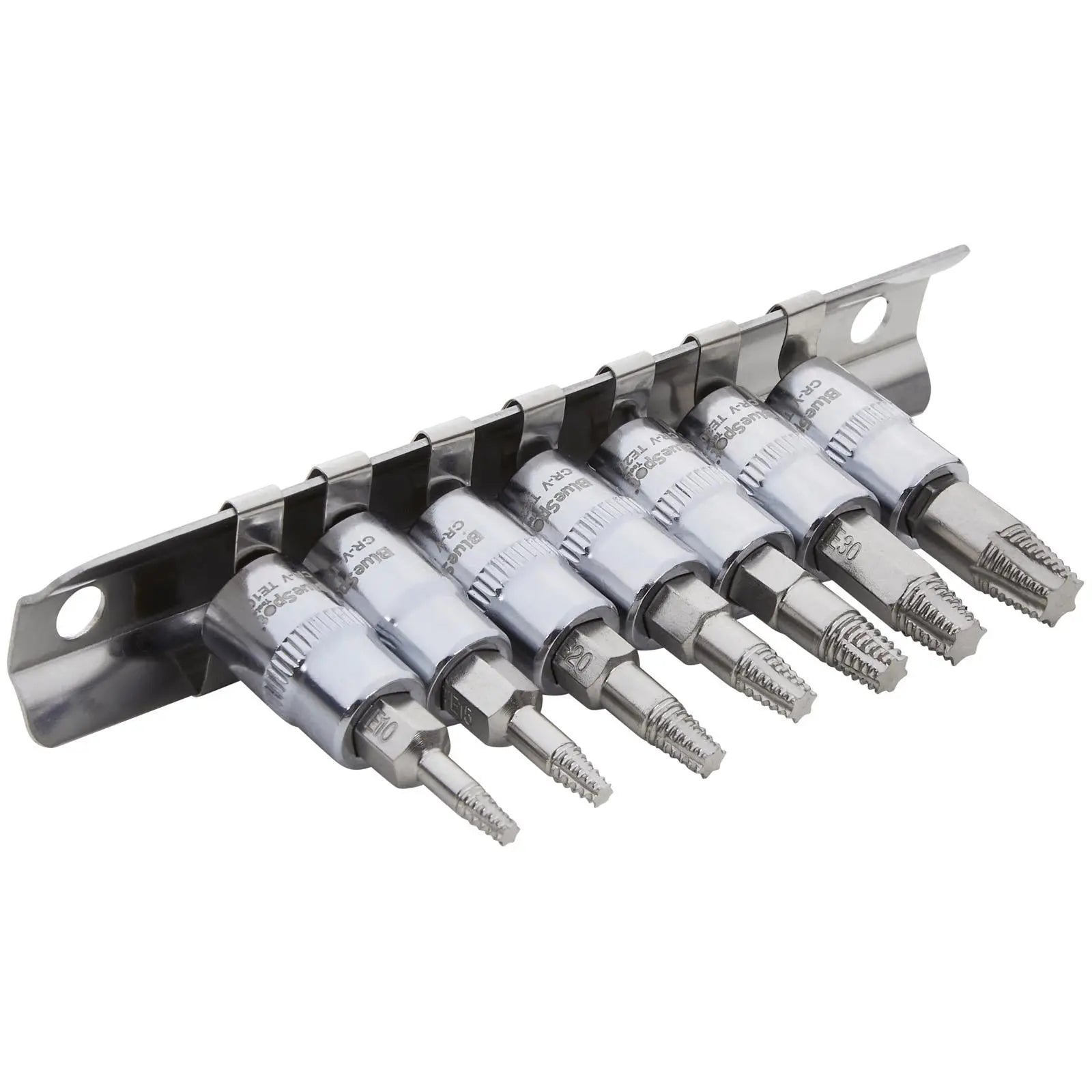 BlueSpot Damaged Torx Fastener Removal Set 1/4" Drive 7 Piece T10-T40  White Rose Tools