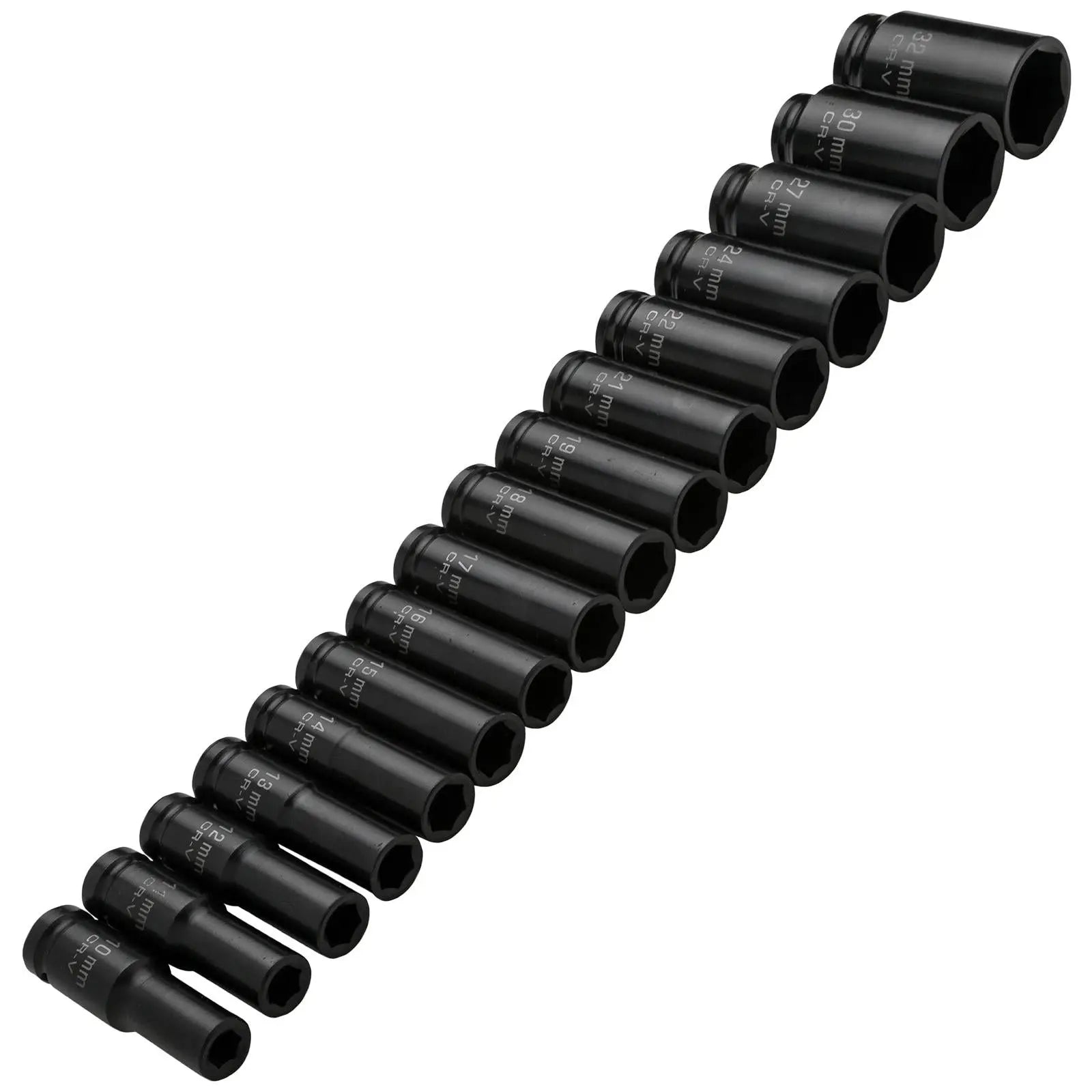 BlueSpot Deep Impact Socket Set 1/2" Drive Metric 10-32mm 16 Pieces  White Rose Tools