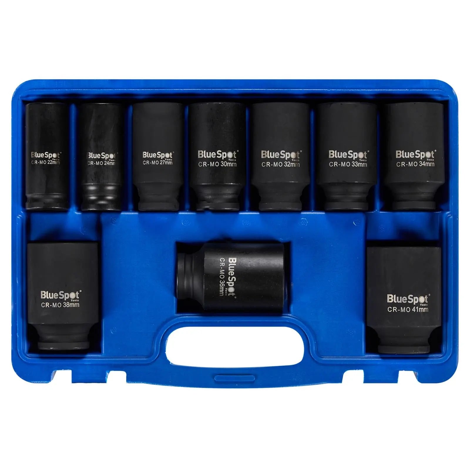 BlueSpot Deep Impact Socket Set 1/2" Metric 22mm-41mm 10 Piece  White Rose Tools
