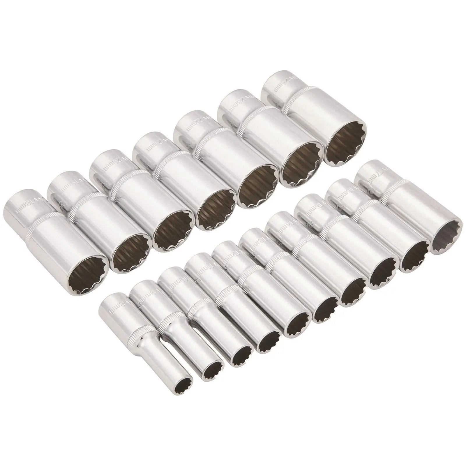 BlueSpot Deep Socket Set on Socket Rail 17 Piece 3/8" Drive Metric 8-24mm 