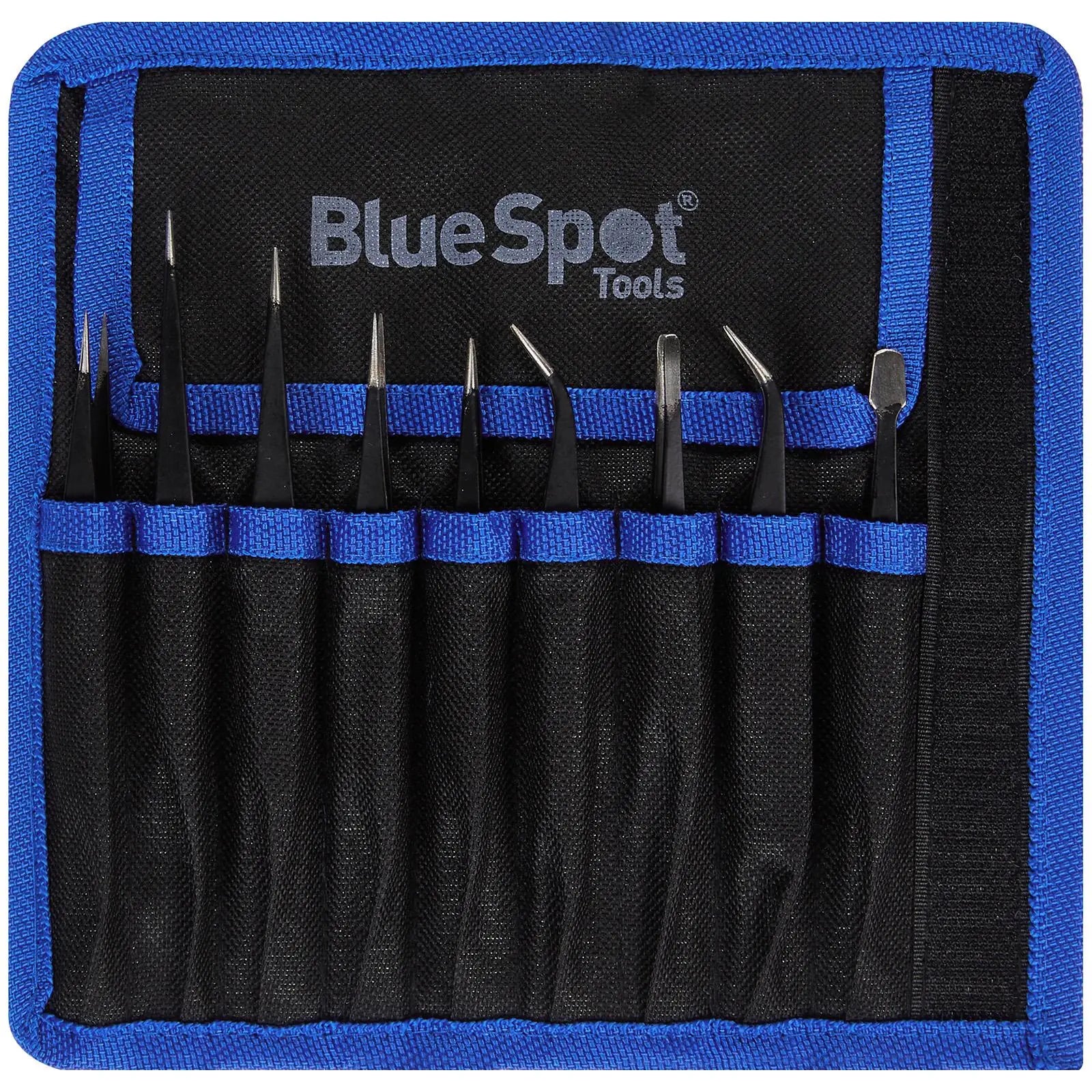 BlueSpot ESD Tweezer Set In Wallet 9 Piece  White Rose Tools
