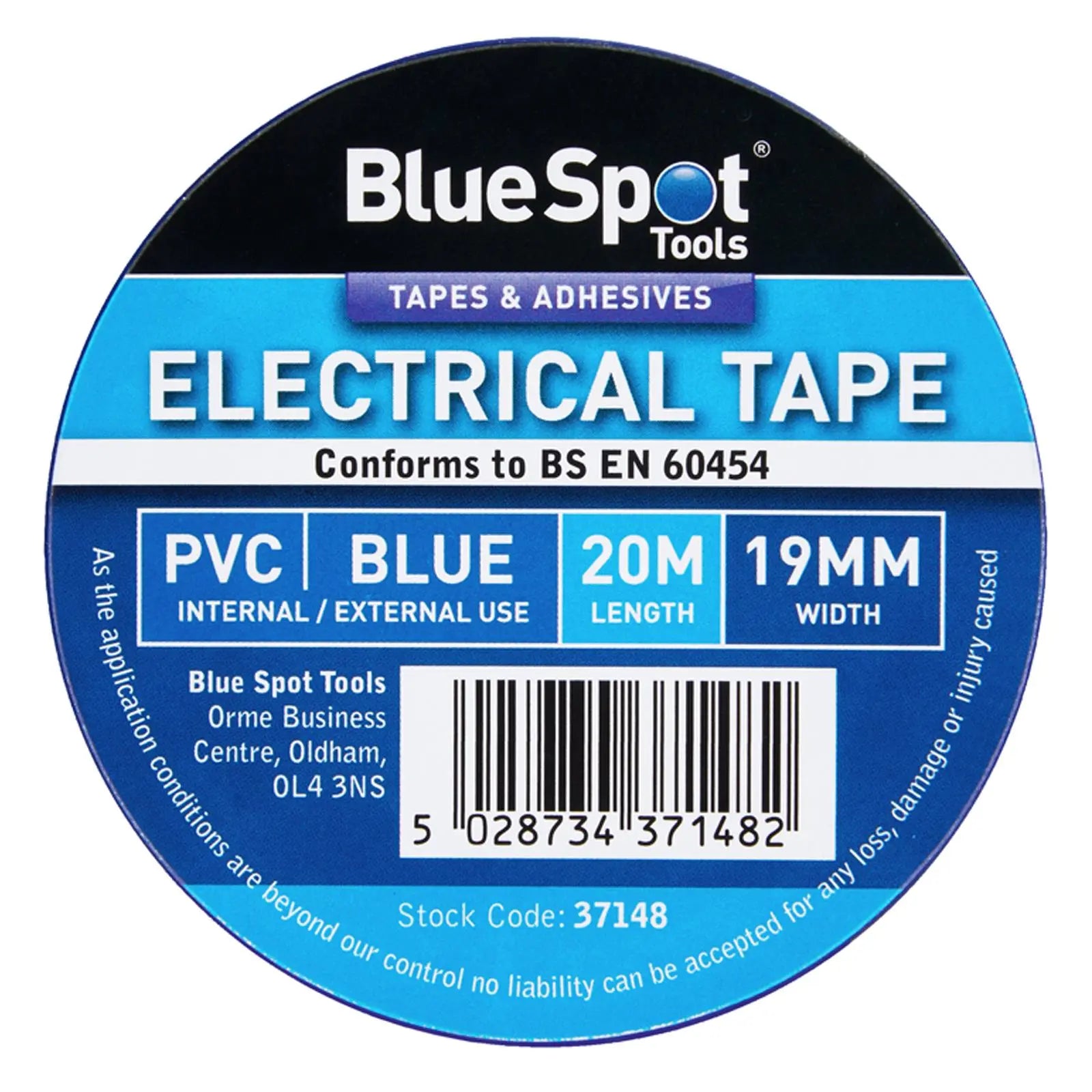 BlueSpot Electrical Insulation Tape Blue PVC 19mm x 20m 