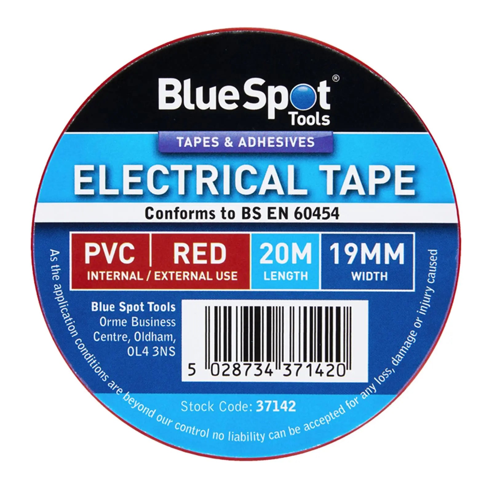 BlueSpot Electrical Insulation Tape Red PVC 19mm x 20m 