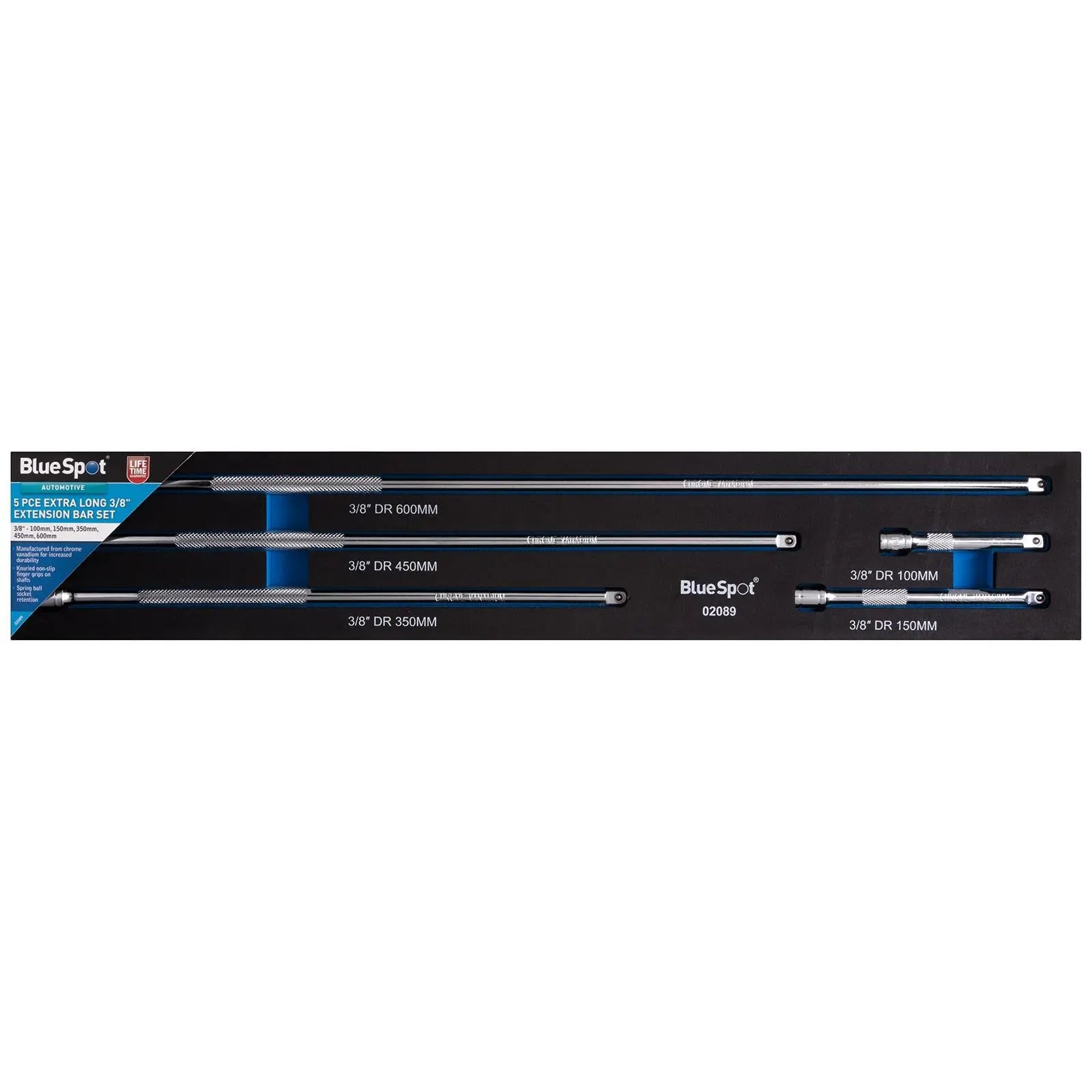 BlueSpot Extension Bar Set Extra Long 3/8" Drive 5 Piece in EVA Foam 