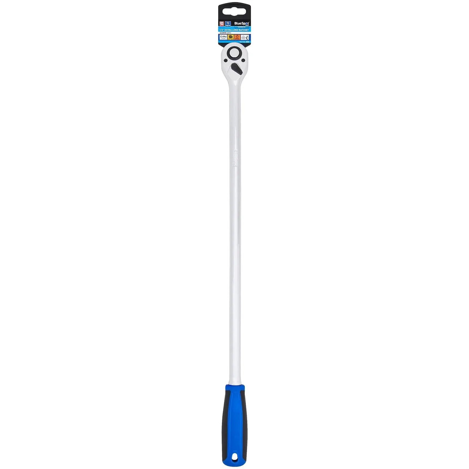 BlueSpot Extra Long Ratchet Wrench 1/2" Drive 610mm 72 Teeth  White Rose Tools