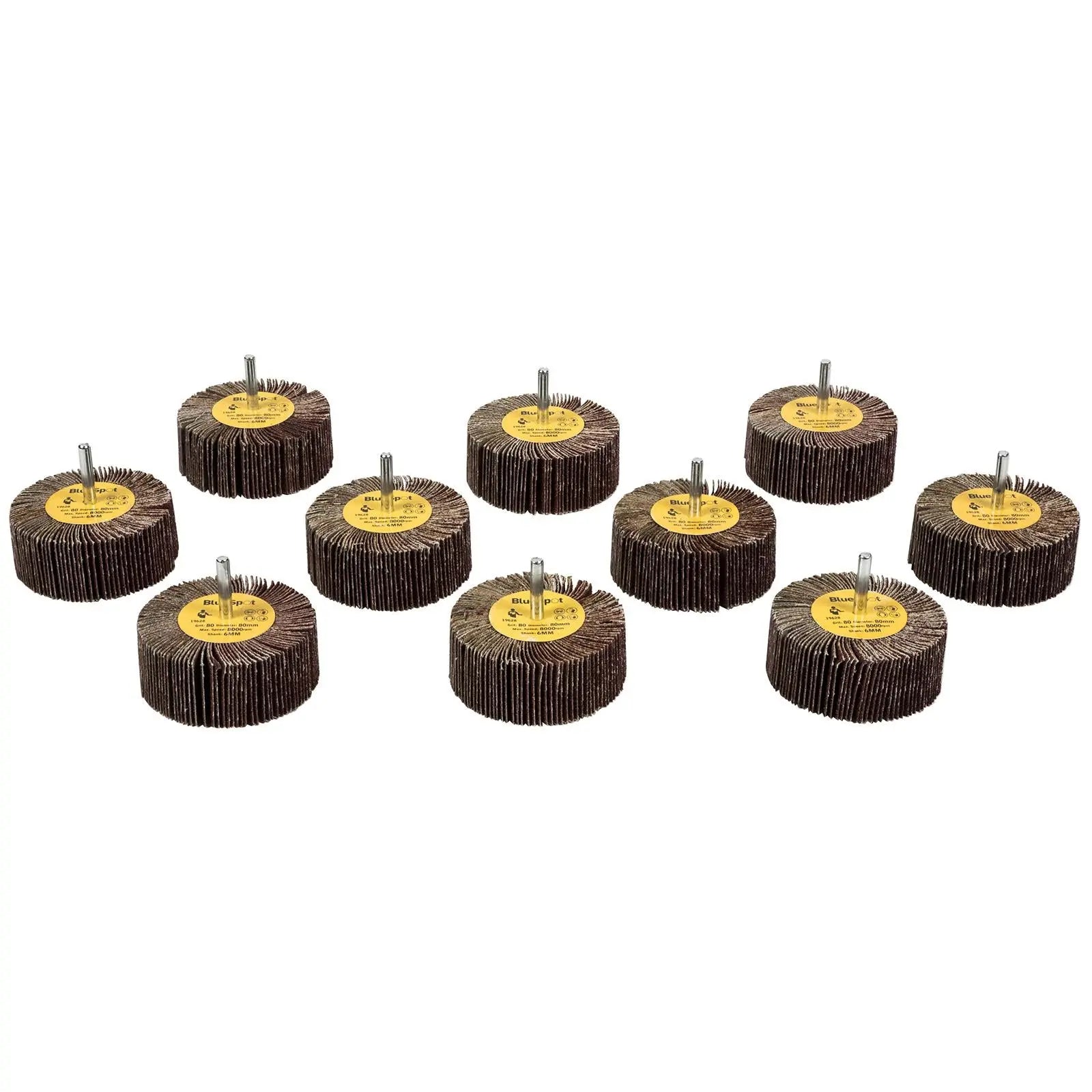 BlueSpot Flap Wheels In Box 10 Pieces 800 Grit 80mm 