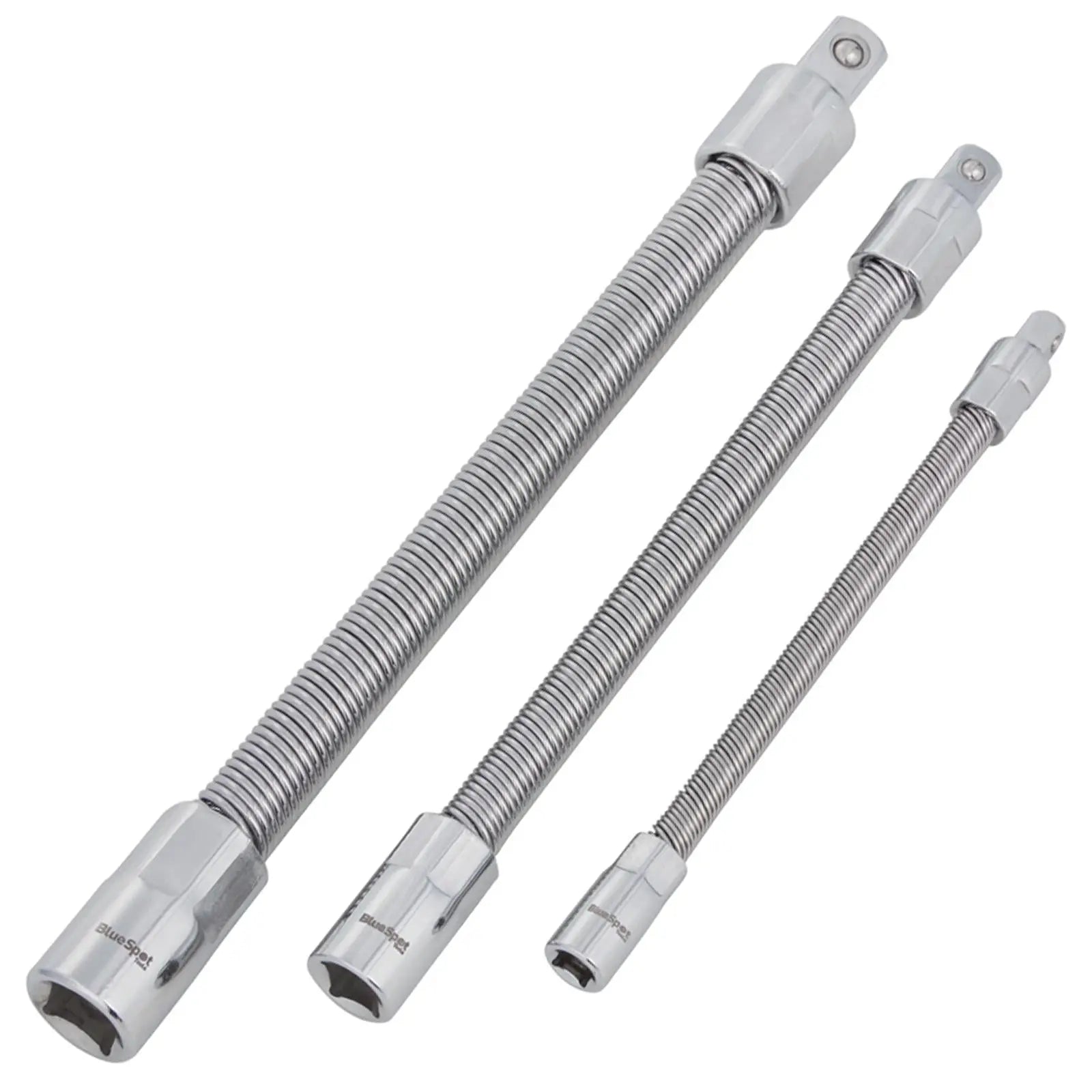 BlueSpot Flexible Extension Bar Set 1/4" 3/8" 1/2" 3 Piece  White Rose Tools